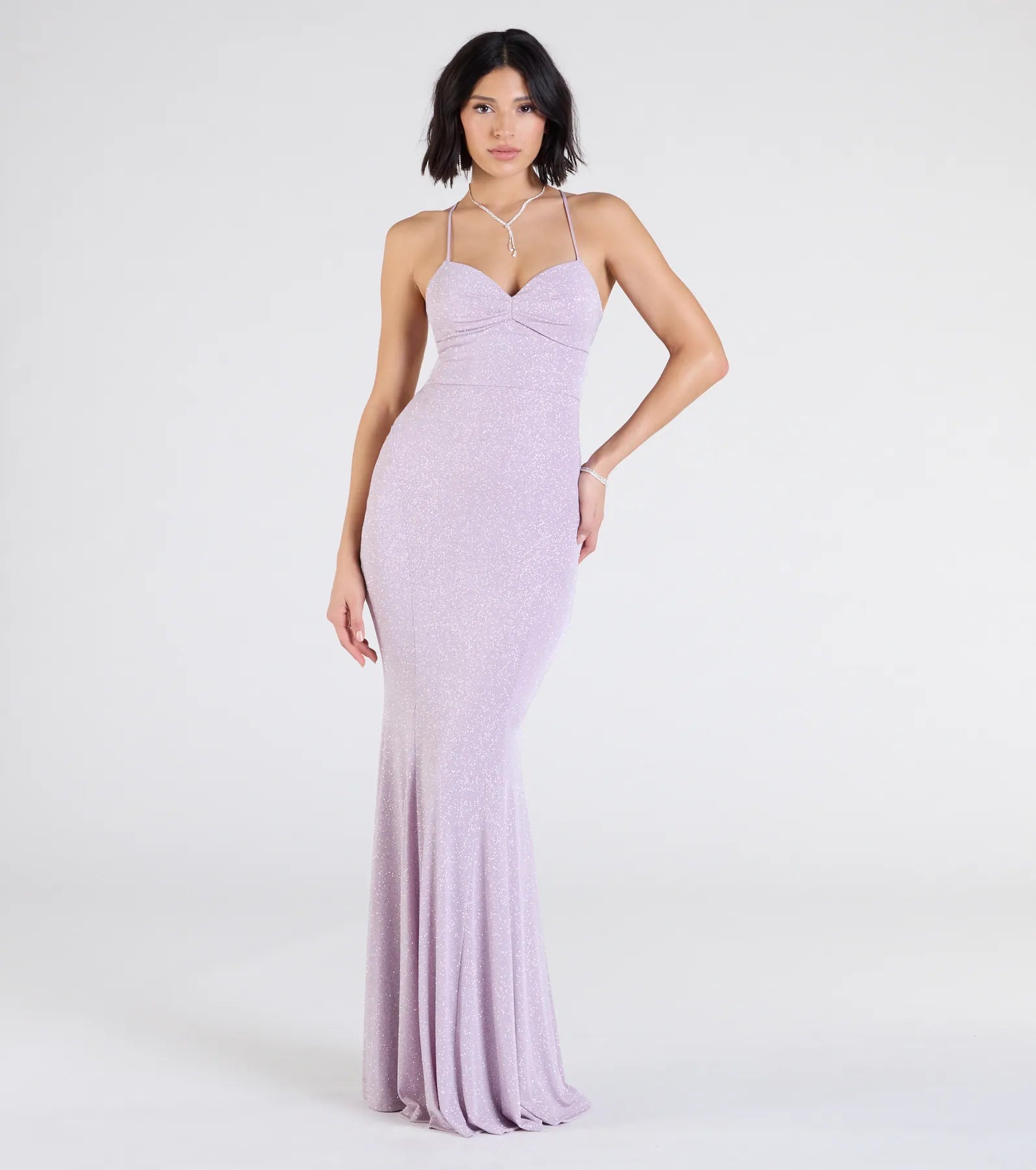 Premium Glitter Mermaid Dress - Ultimate Lace-Up Elegance