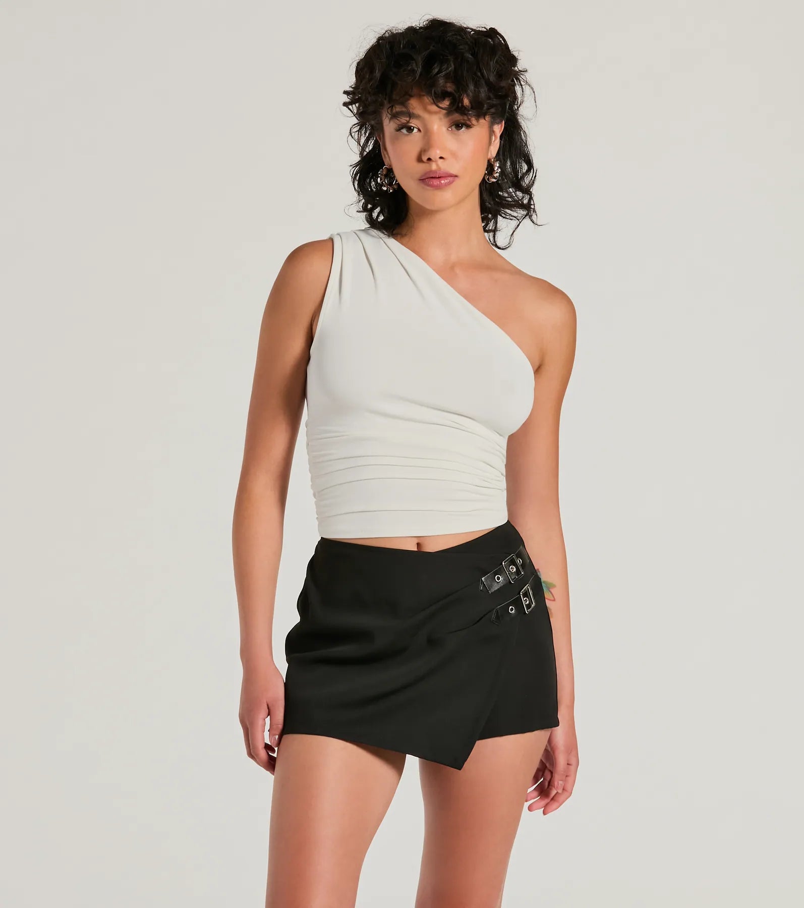 Ultimate Groove Time One-Shoulder Ruched Crop Top