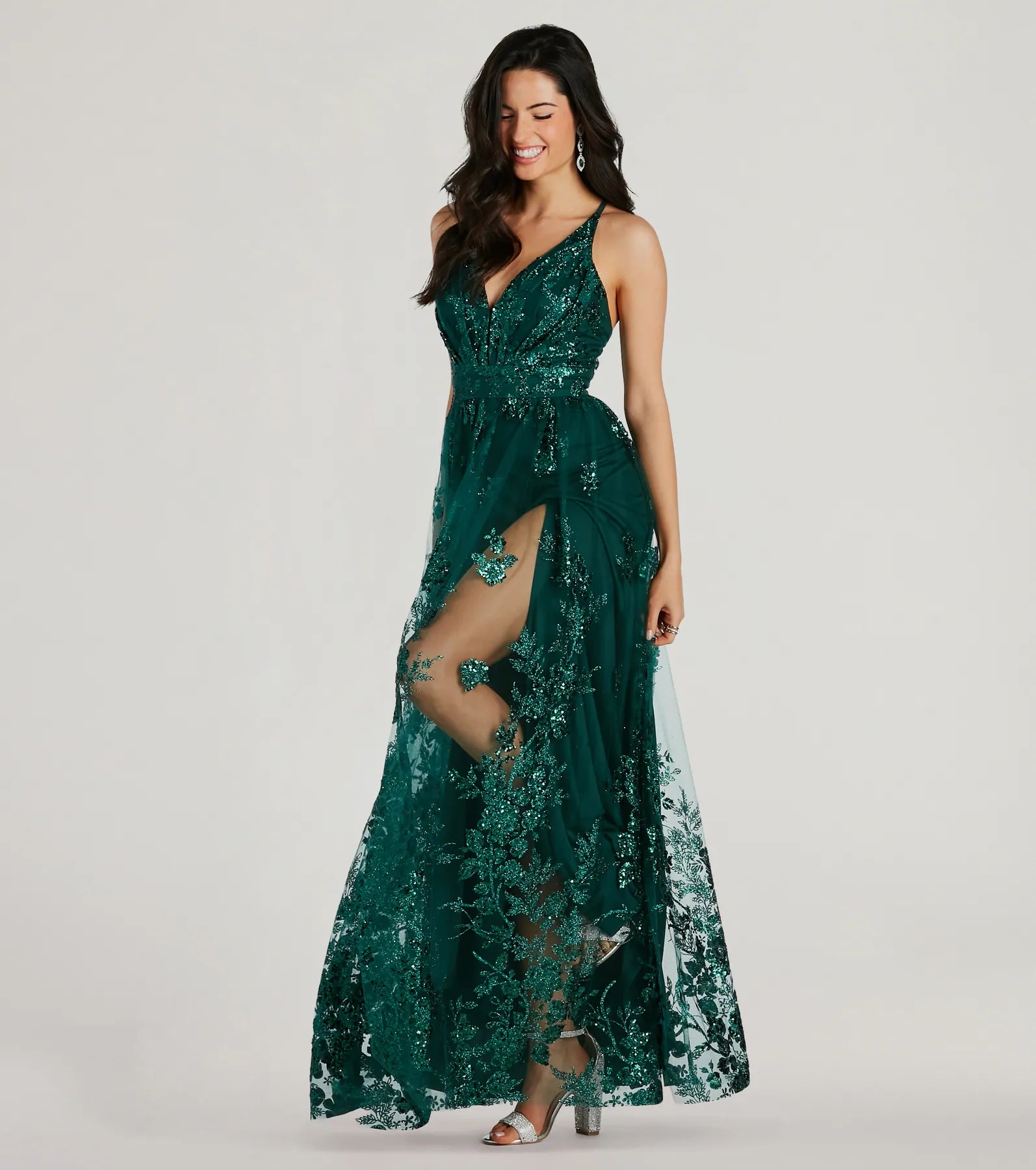 Ultimate Elegance: Ayva A-Line Glitter Sequin Tulle Formal Gown