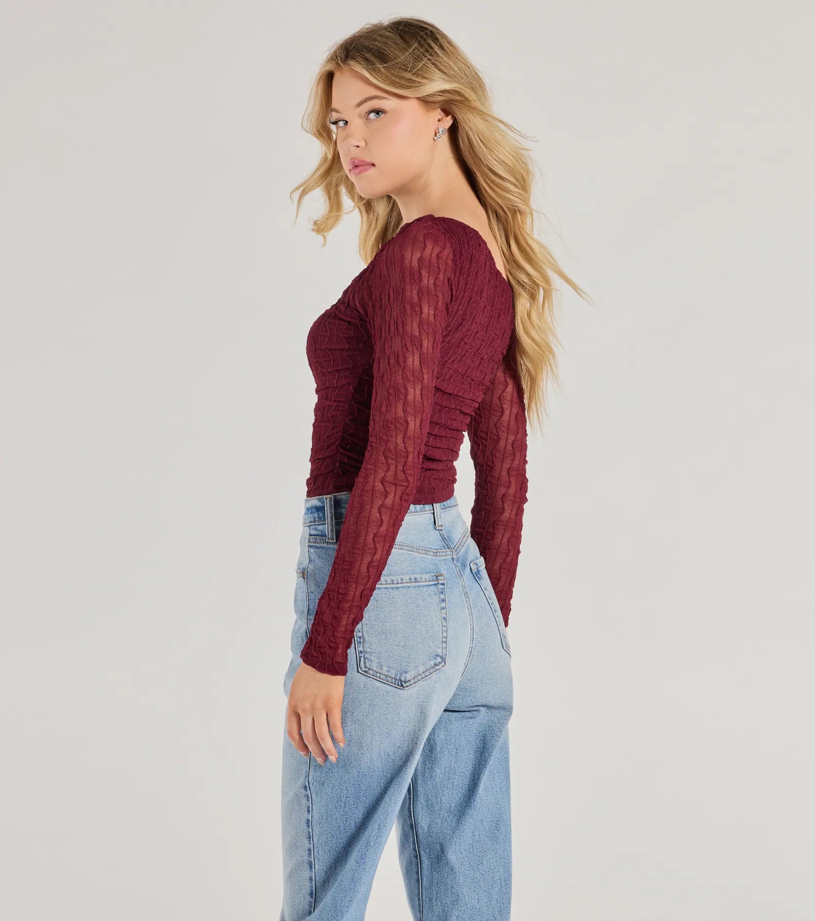 Ultimate Elevated Trend Mesh Off-Shoulder Long Sleeve Top