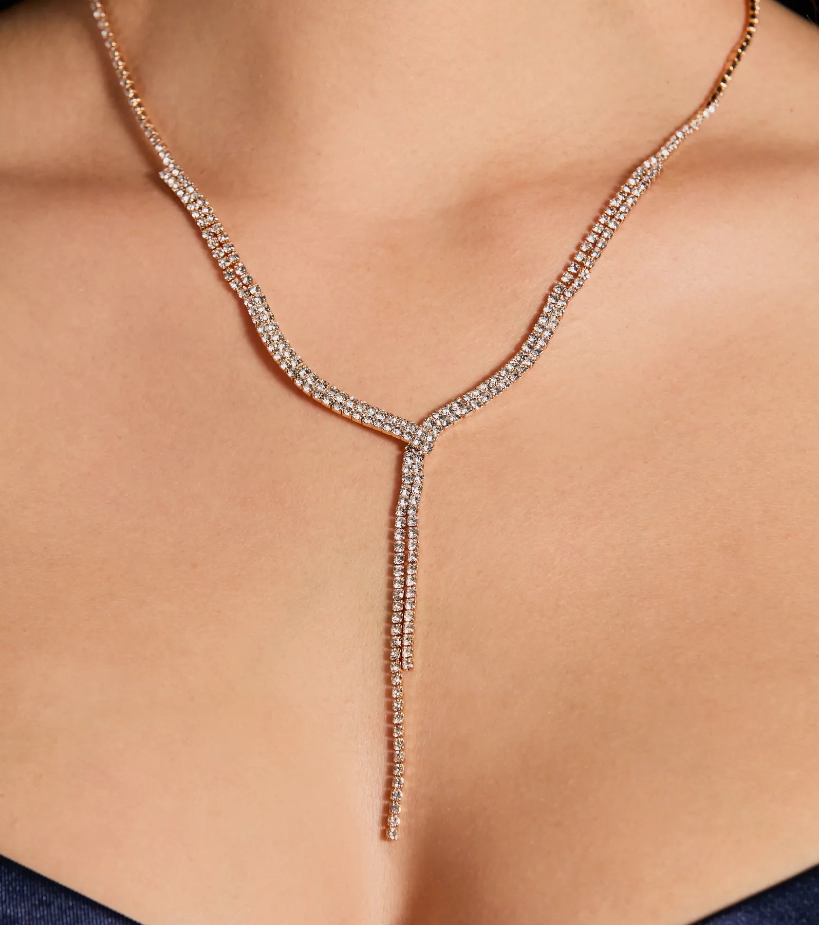 Ultimate Elegance Rhinestone Lariat Necklace