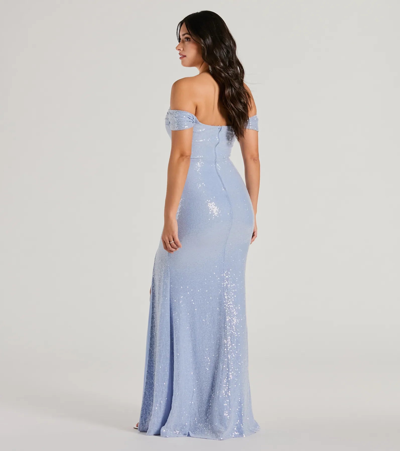 Kat Premium Off-The-Shoulder Mermaid Sequin Evening Gown