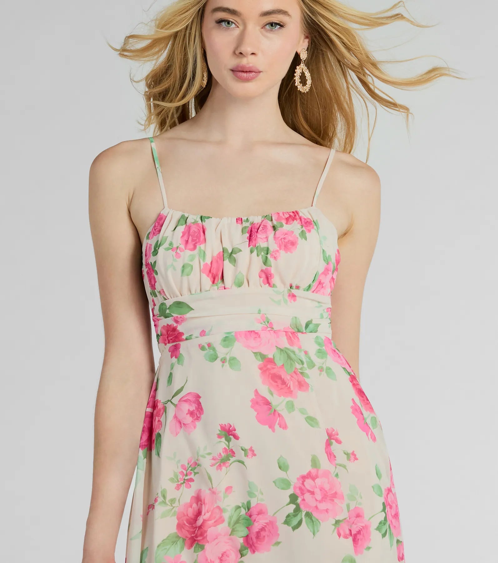 Ultimate Romance Rose Floral Chiffon Dress