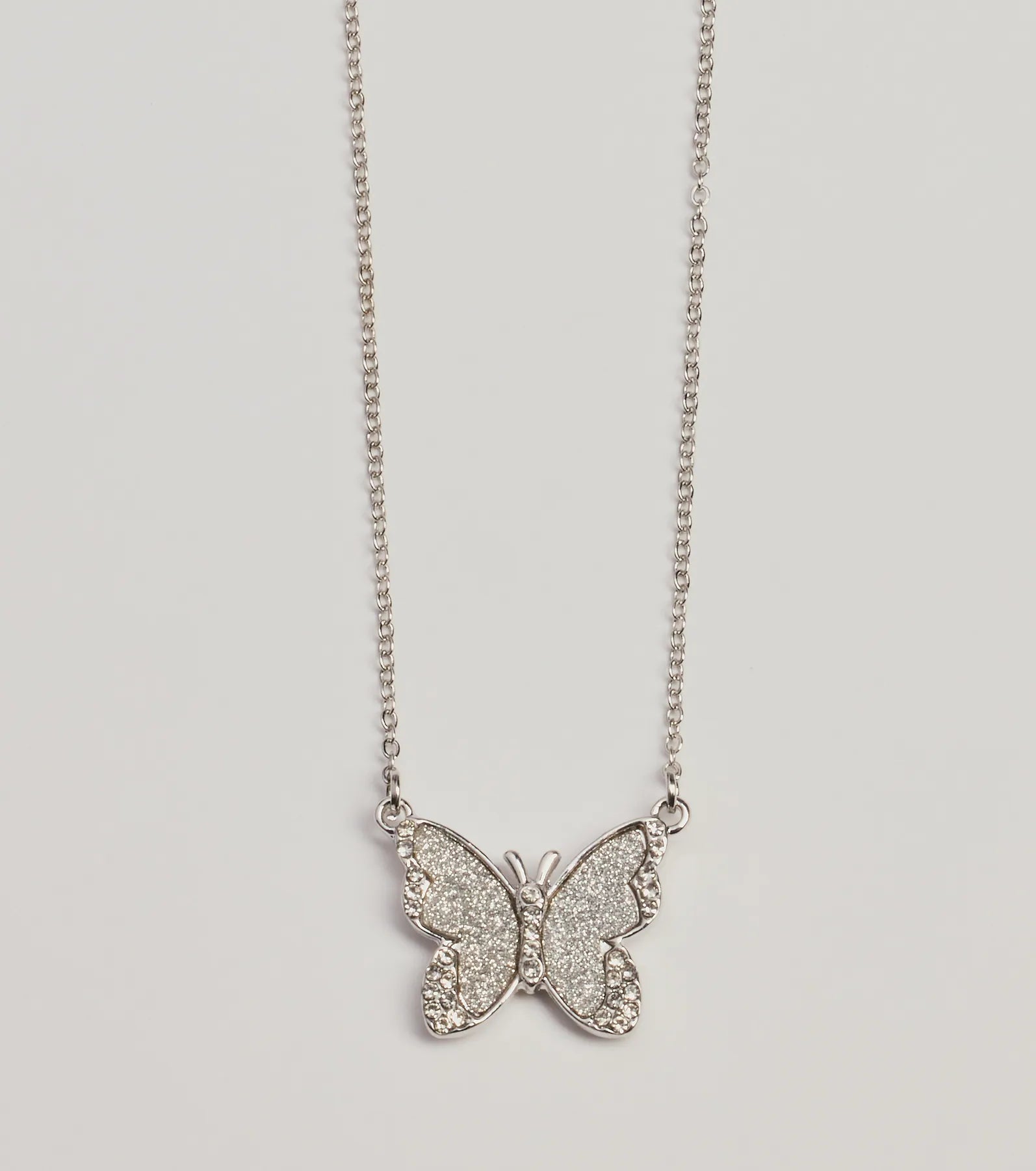 Ultimate Sparkle Butterfly Rhinestone Necklace - Fluttery Glam