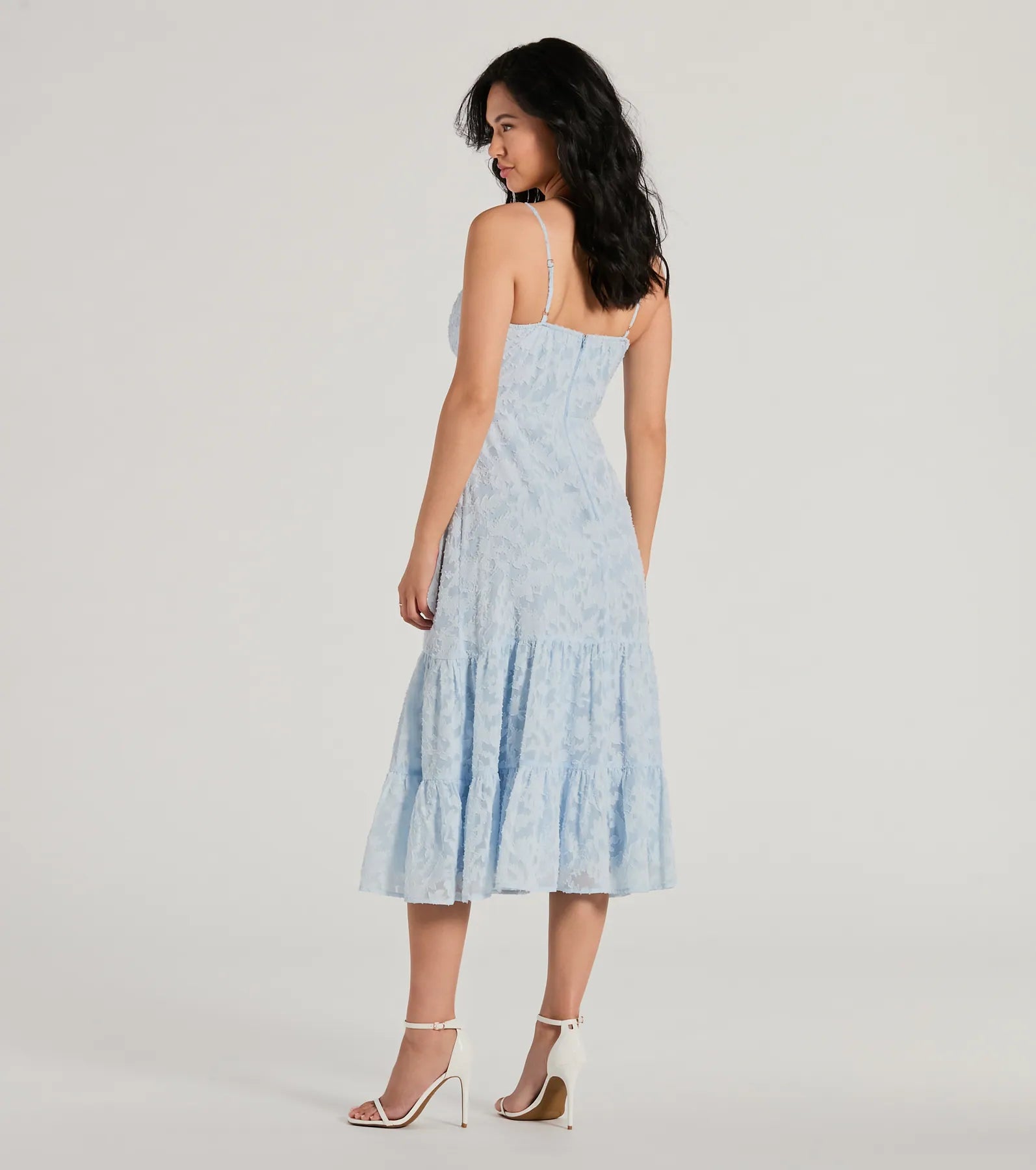 Ultimate Heavenly Cute Chiffon Ruffled Midi Dress