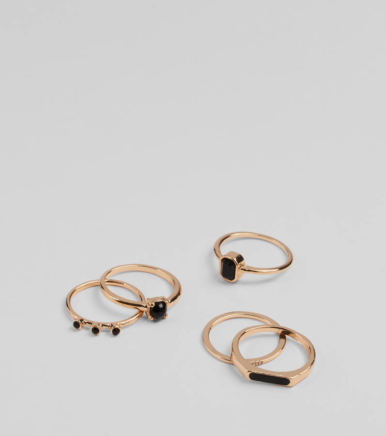 Ultimate Minimalist Five-Pack Ring Set with Colored Stones