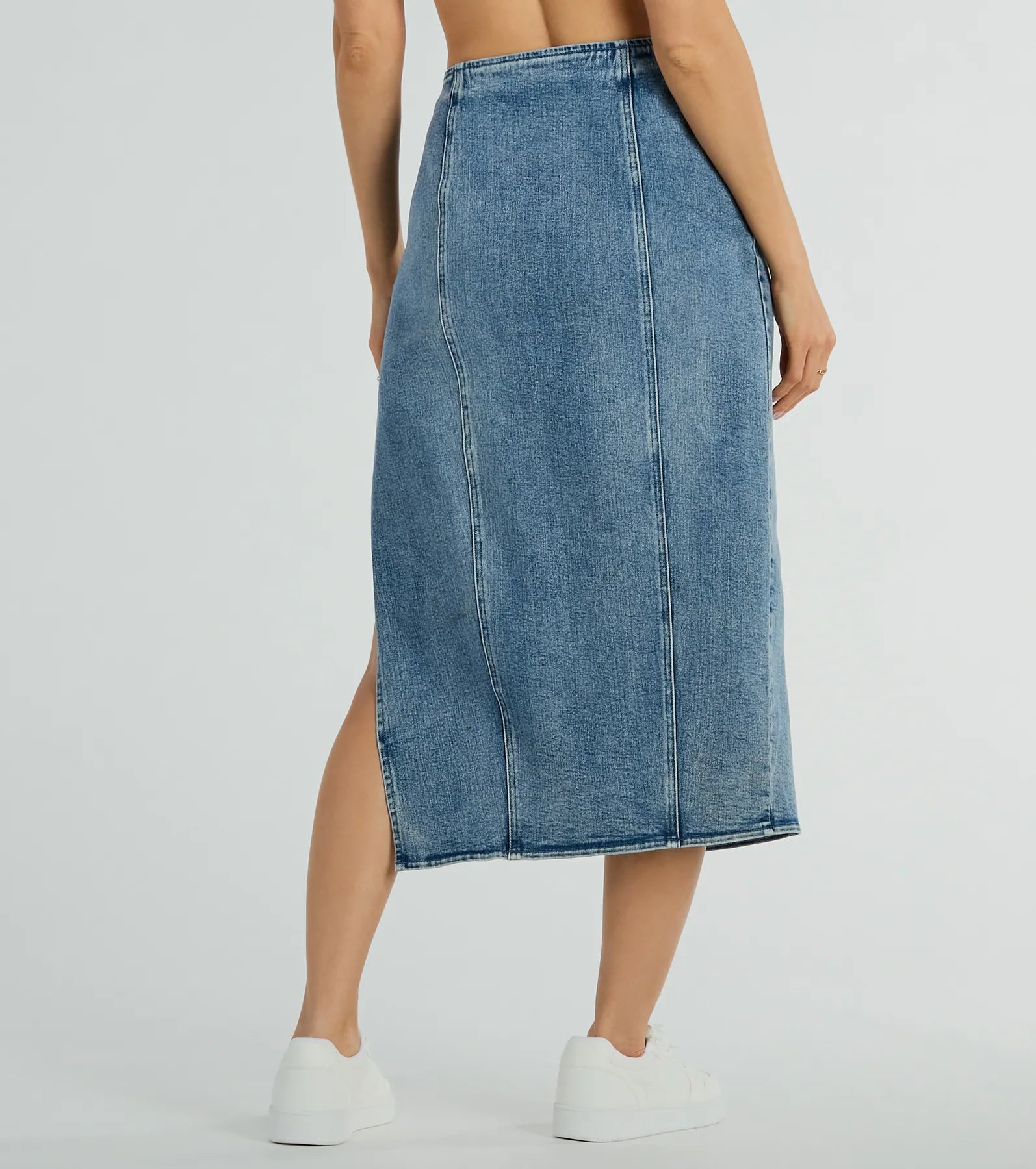 Ultimate Style Icon High Slit Denim Midi Skirt