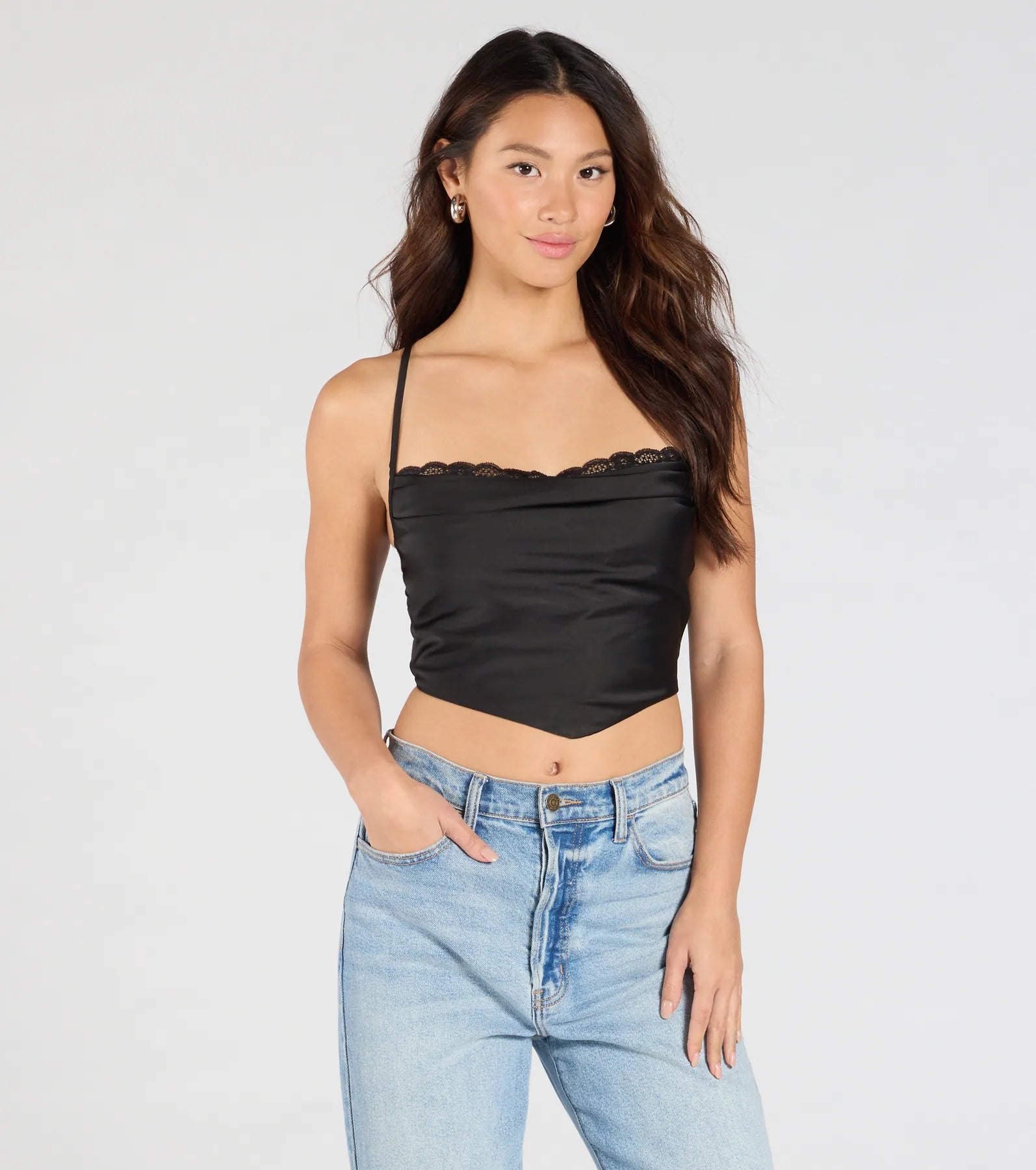 Ultimate Sultry Lace-Up Satin Crop Top