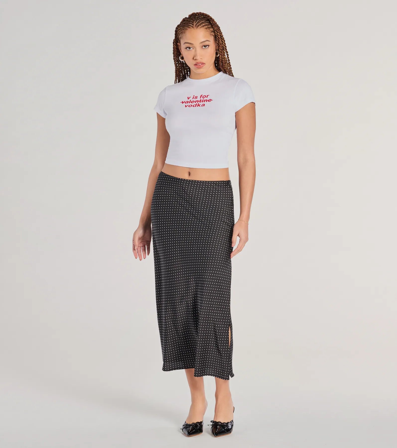 Ultimate Polka Dot Satin Midi Skirt - High-Rise & Flowy