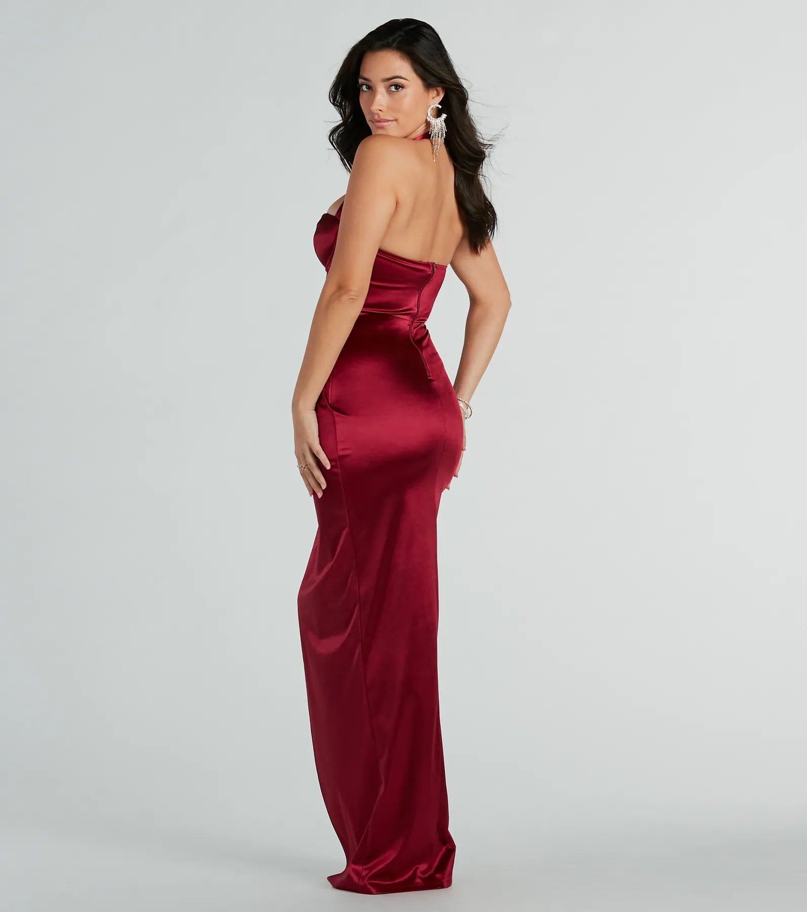 Premium Karen Formal Sweetheart Halter Corset Satin Dress - Ultimate Elegance