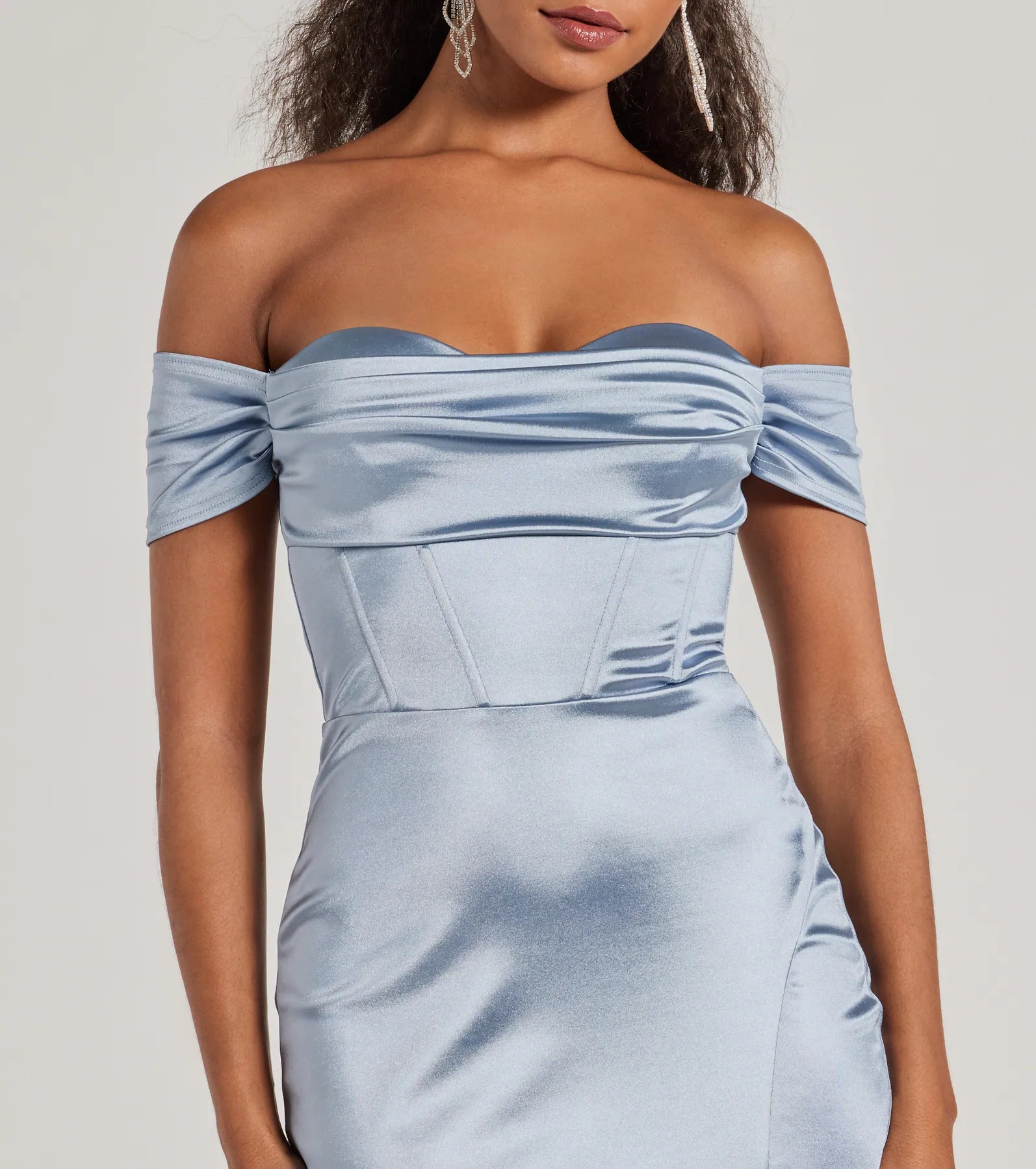 Ultimate Laura Off-The-Shoulder Mermaid Satin Formal Dress