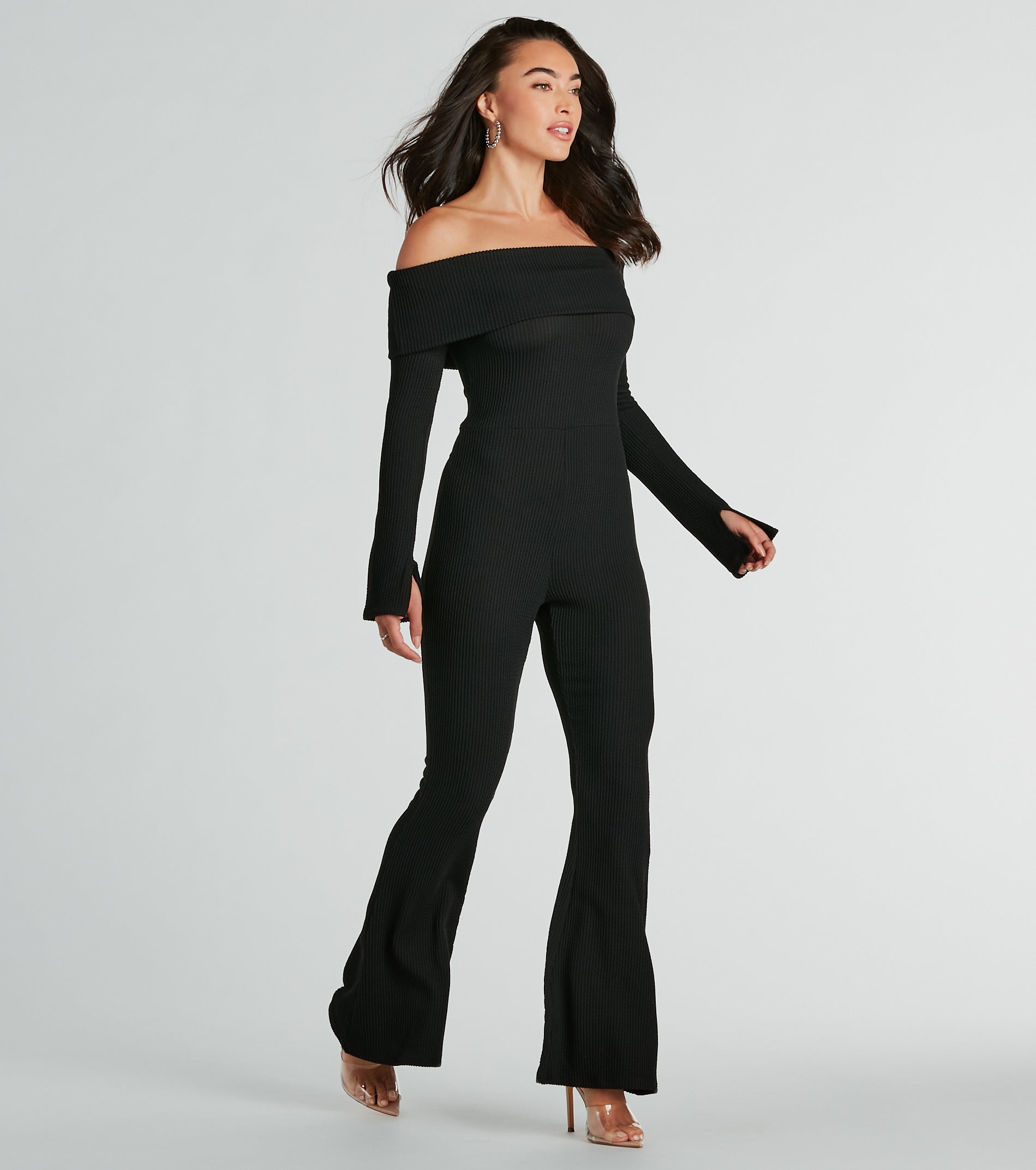 Ultimate Chic Off-The-Shoulder Ribbed Jumpsuit