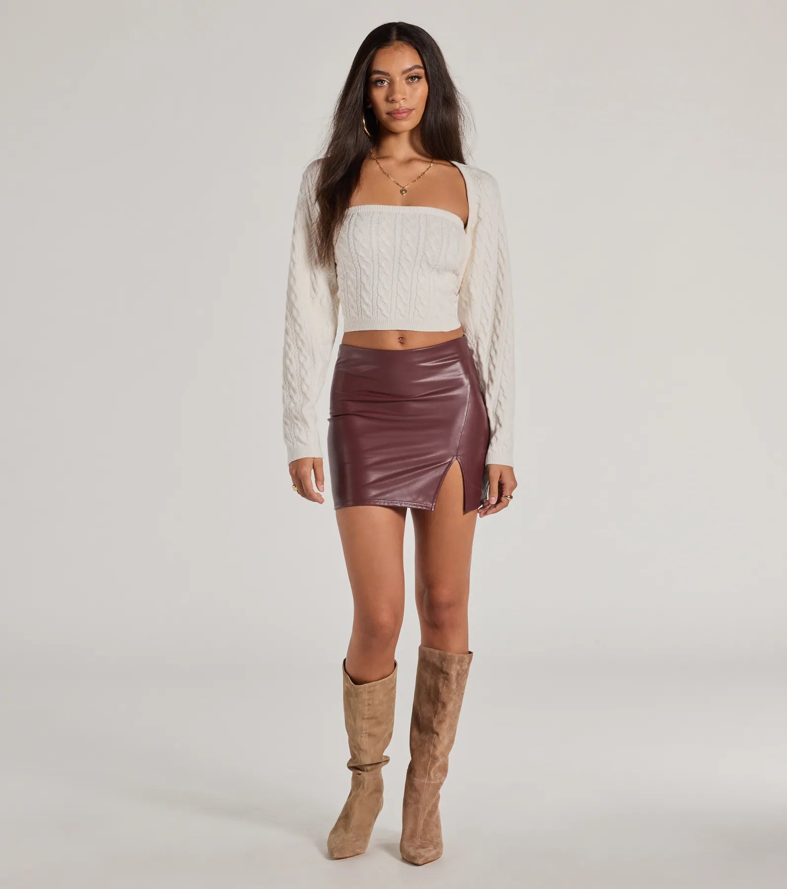 Ultimate Cozy Glam Cable Knit Tube Top