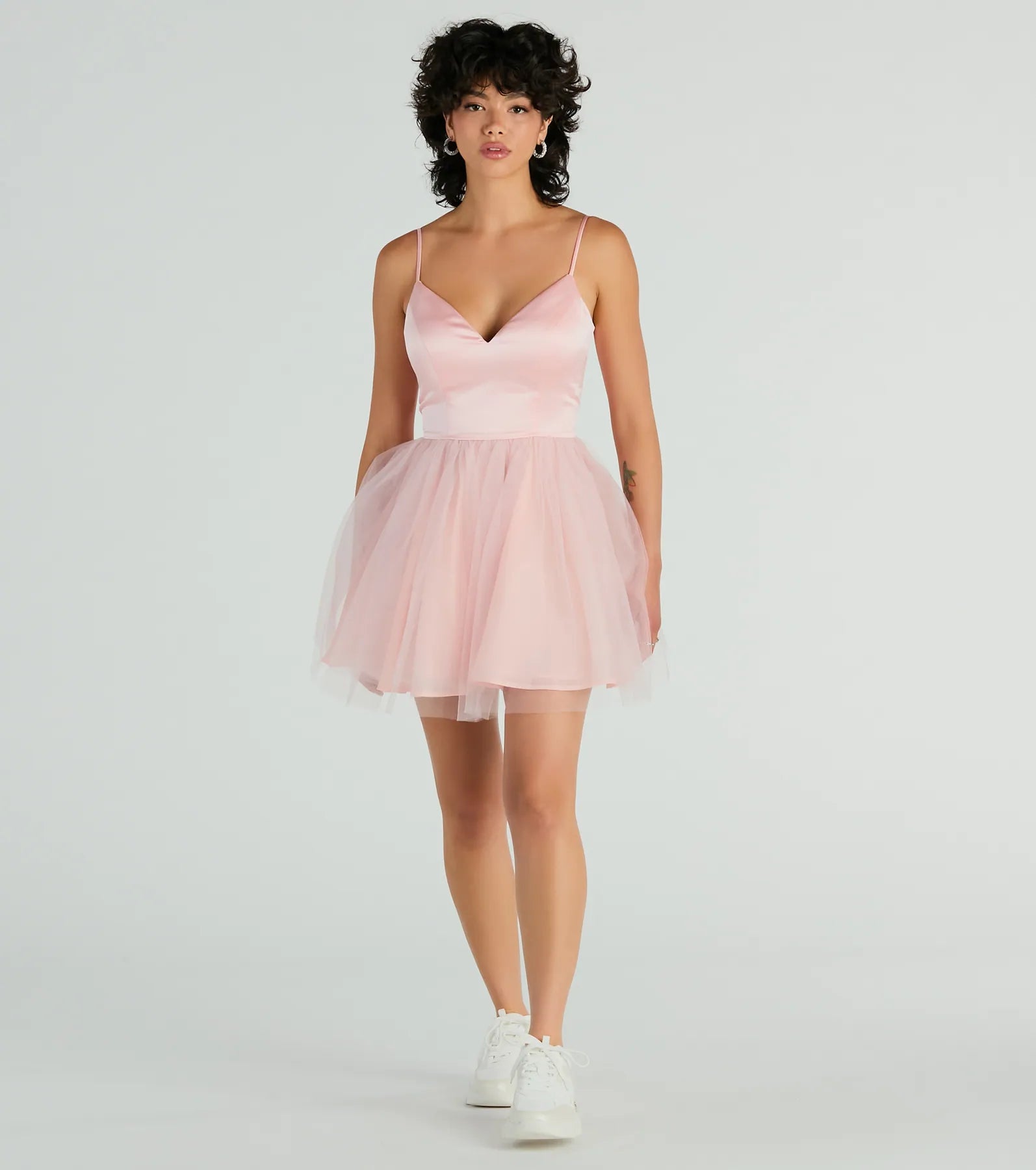 Premium Edith V-Neck Satin Tulle Party Dress - Ultimate Elegance