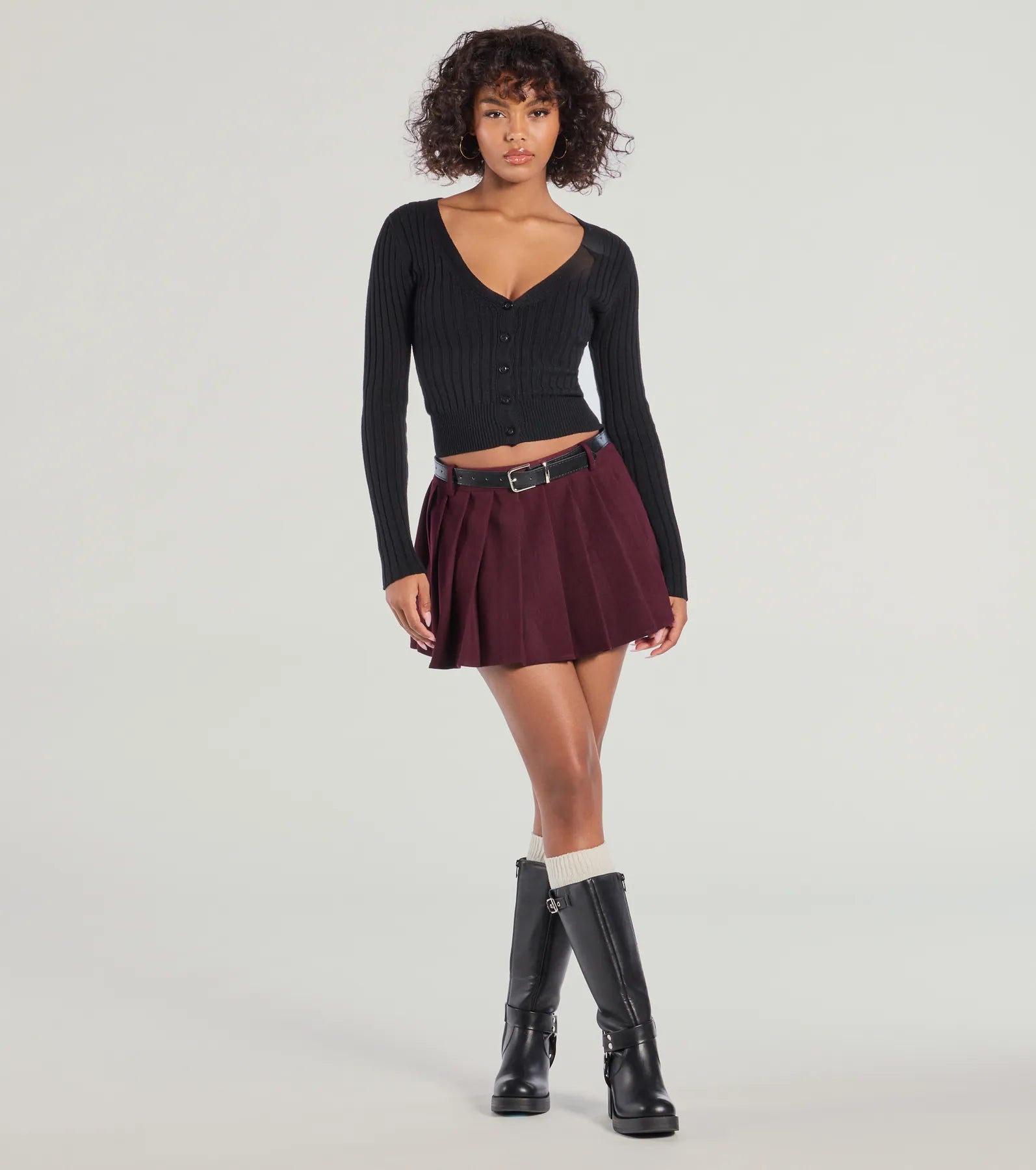 Ultimate Downtown Girl Belted Pleated Mini Skirt - Premium Style