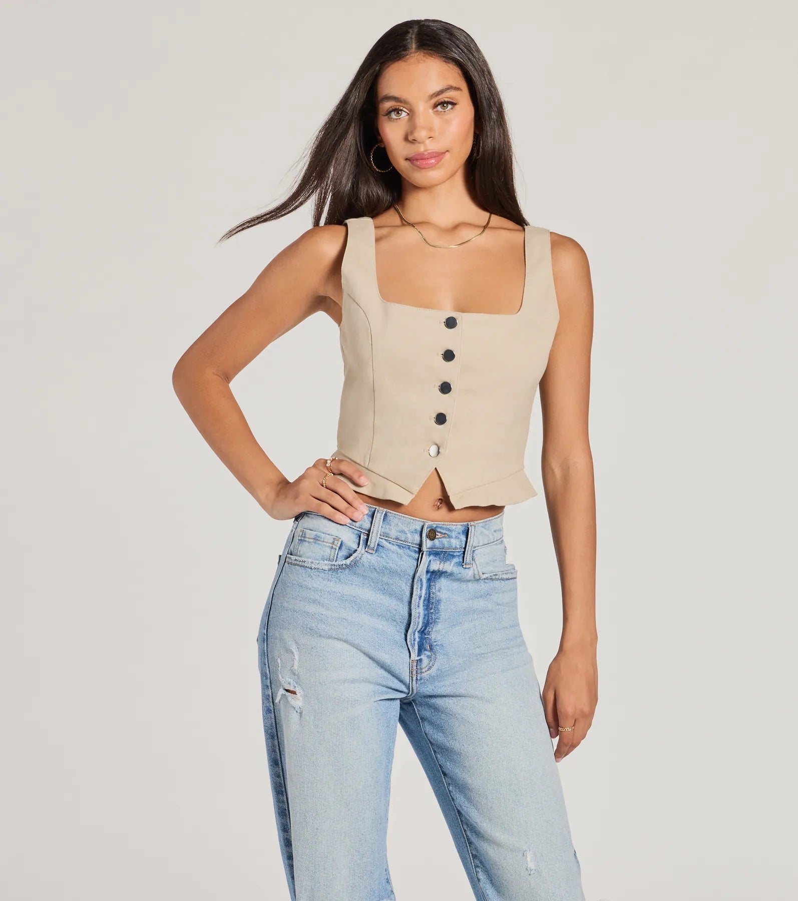 Premium Effortless Style Lace-Up Crop Vest