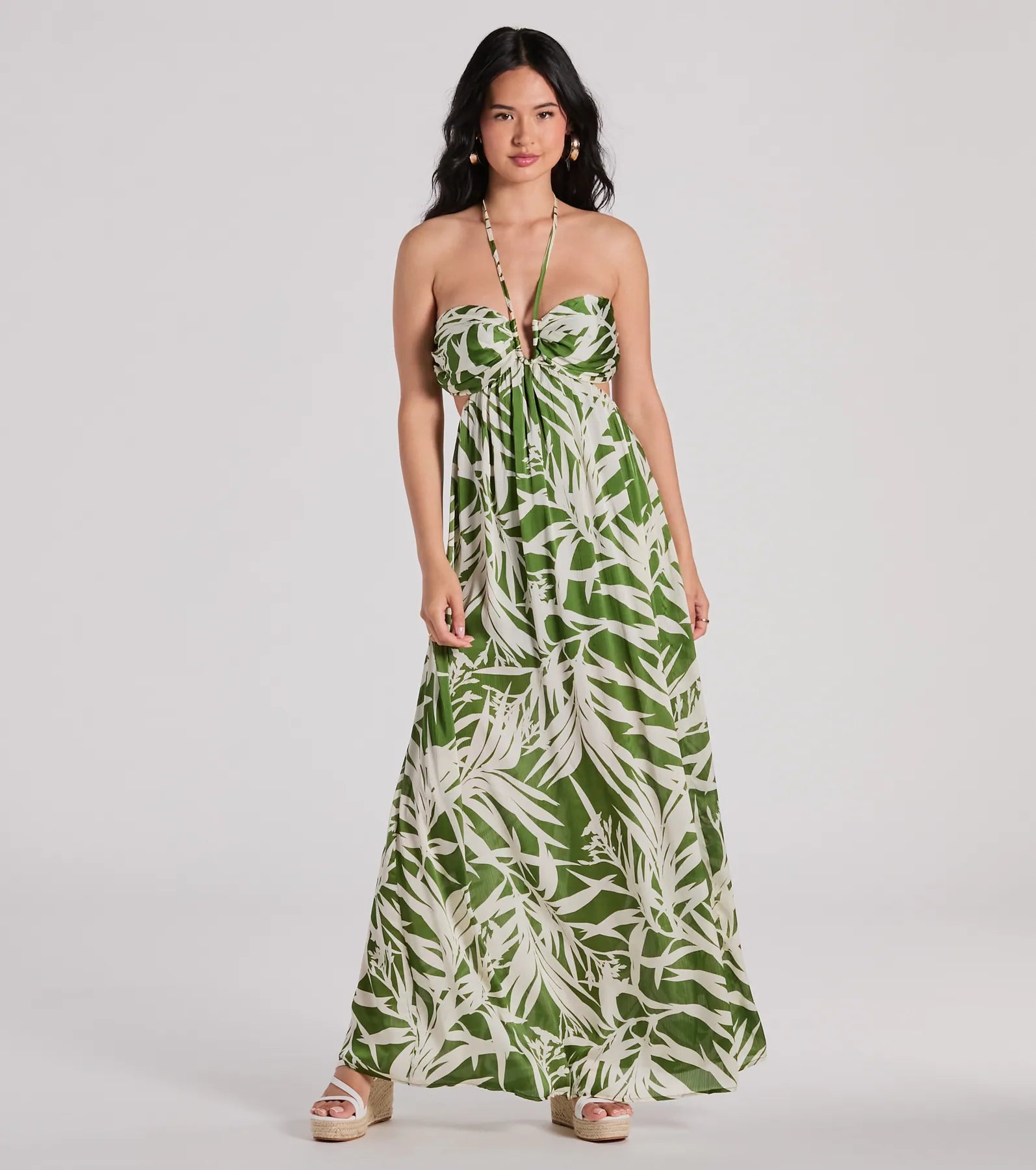 Ultimate Tropical Escape Halter Maxi Dress