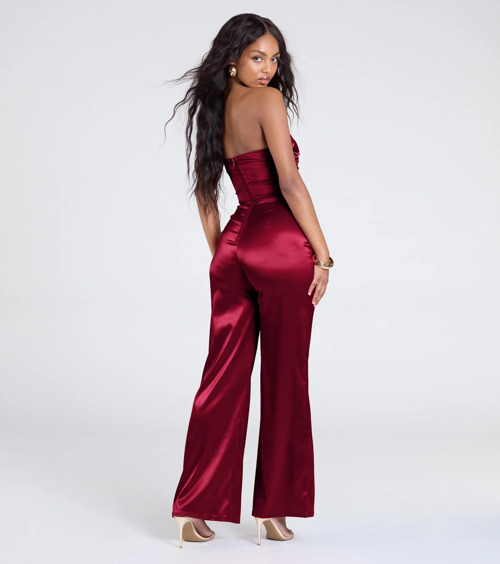 Ultimate Luxe Satin Cutout Jumpsuit – Wide-Leg Elegance