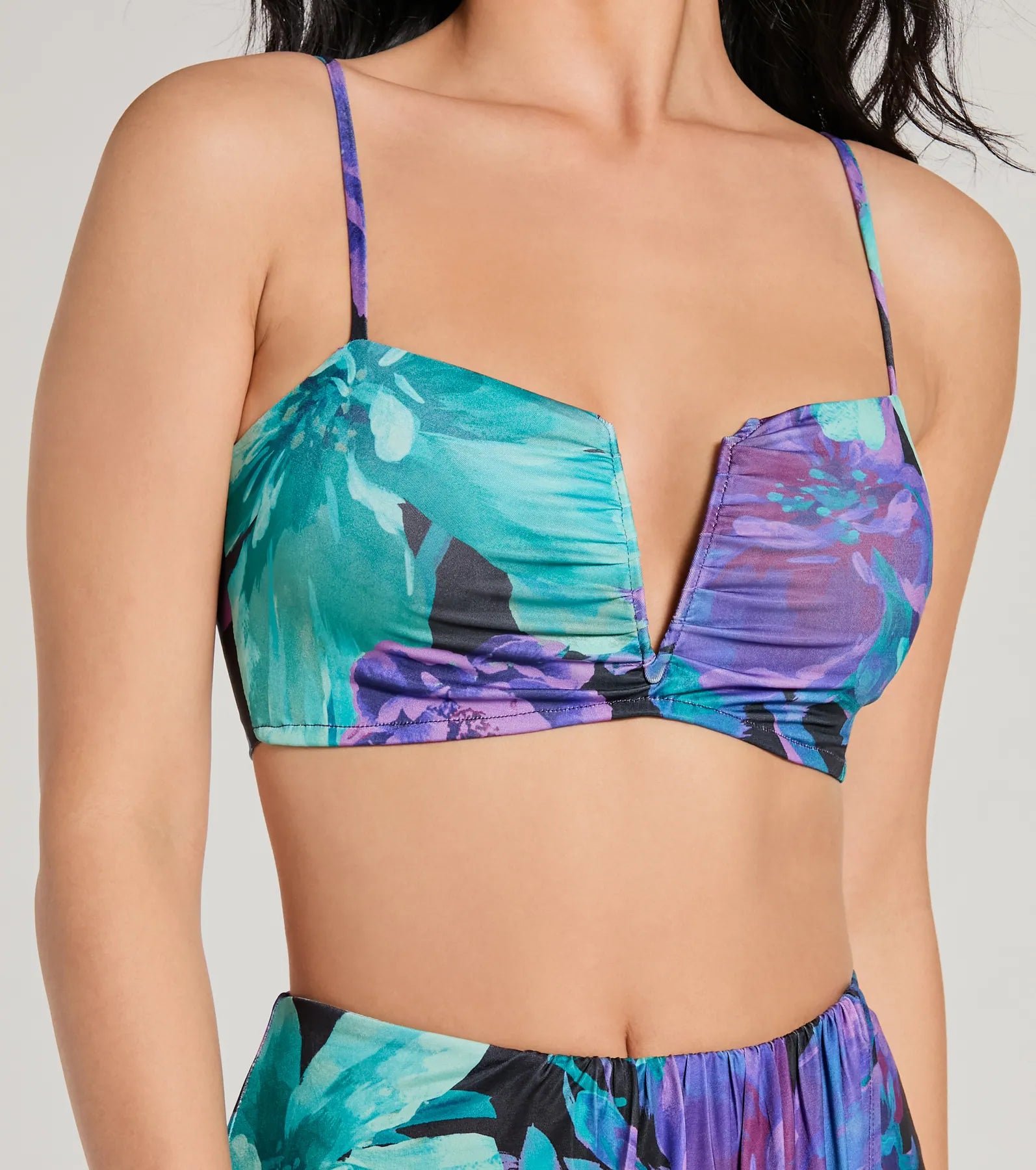 Ultimate Tropical Vacation Crop Top with Tie-Back Design