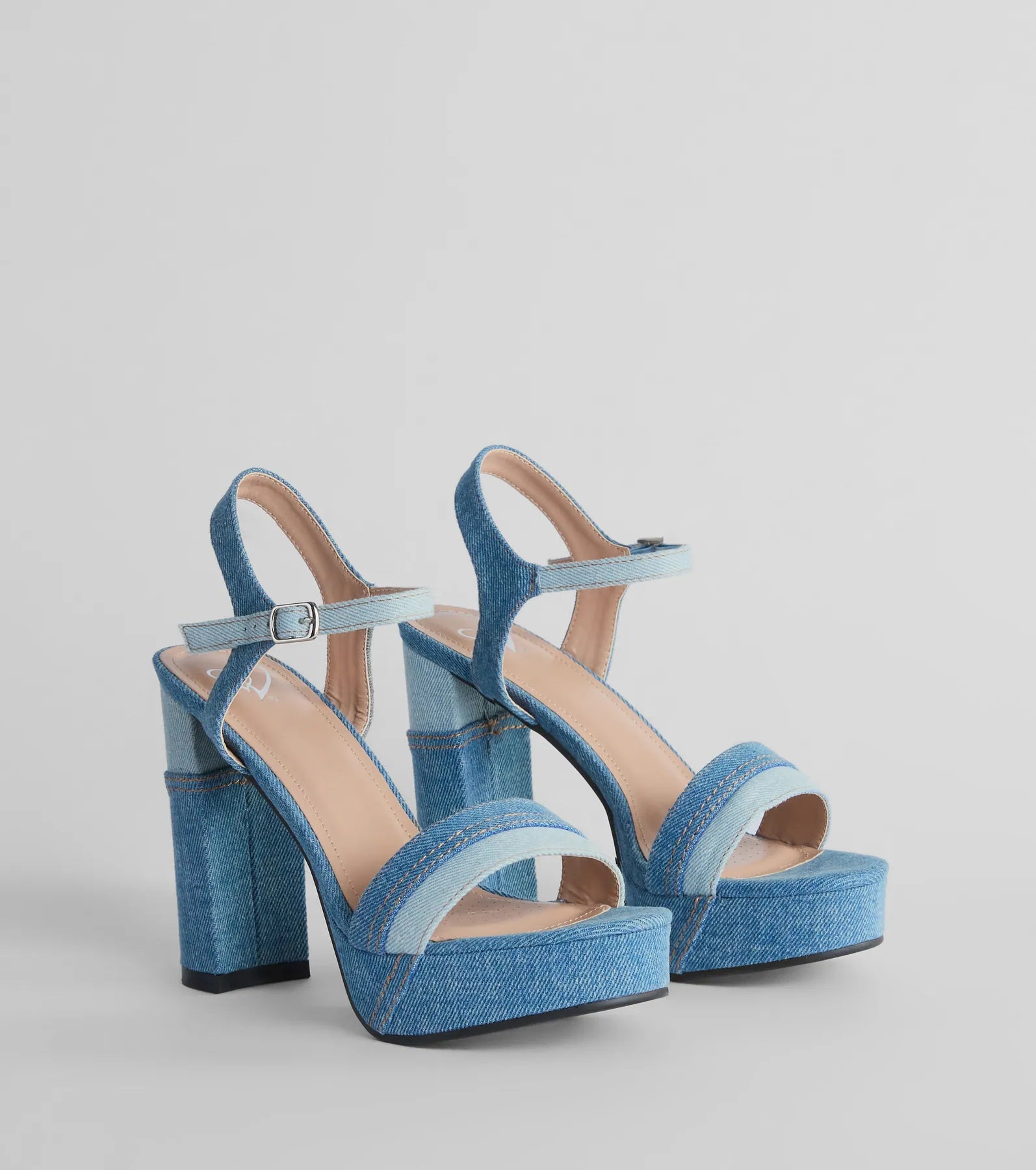 Ultimate Style Quotient Denim Block Heels - Premium Platform Design