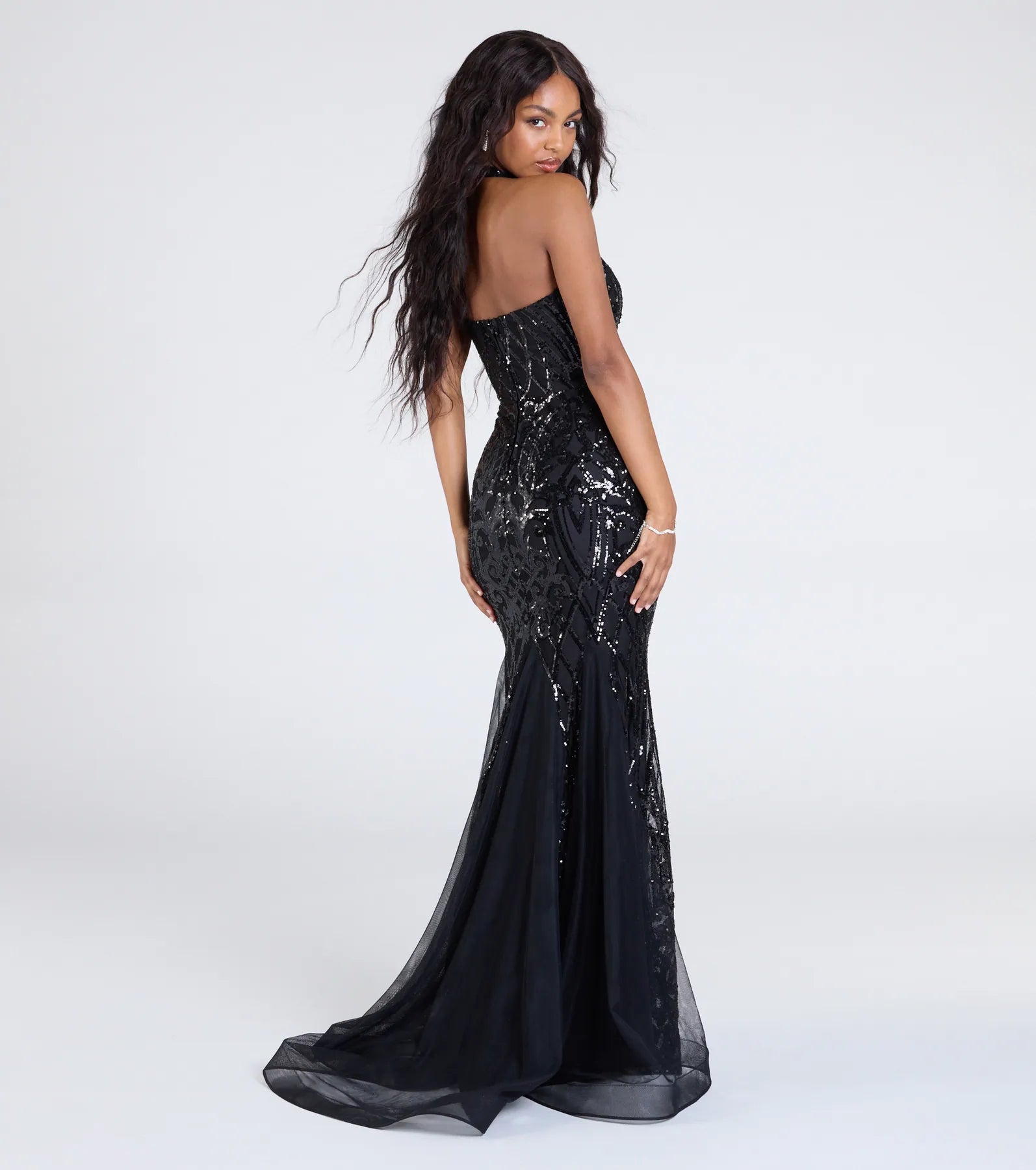 Premium Esmeralda Halter Mermaid Sequin Gown for Glamorous Evenings