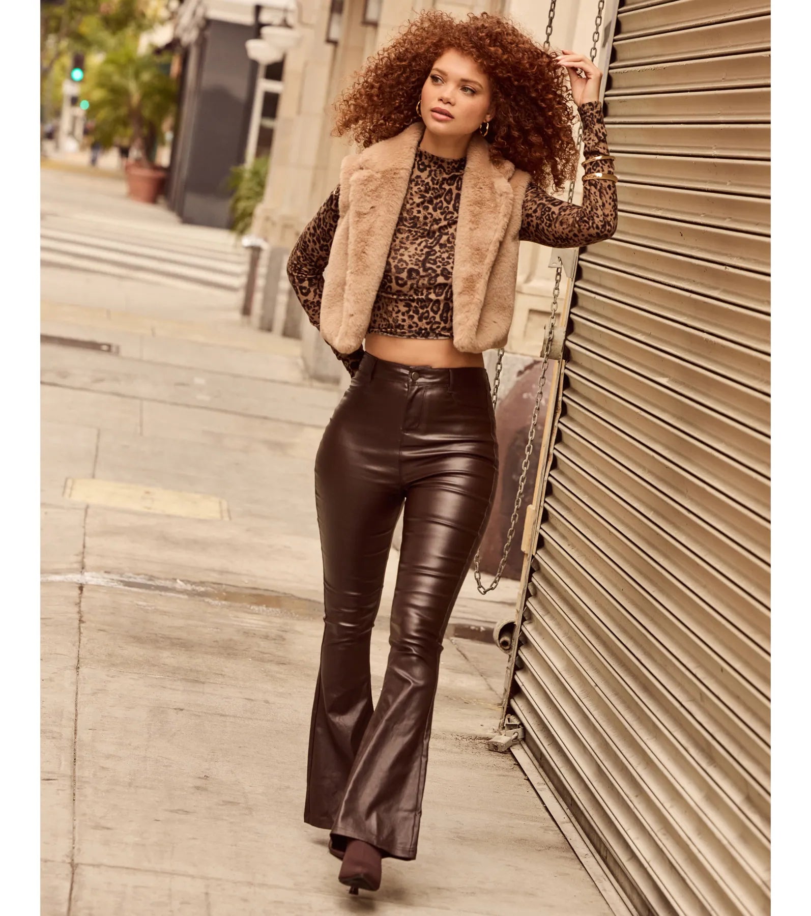 Ultimate Trendsetter Coated Faux Leather Flare Pants