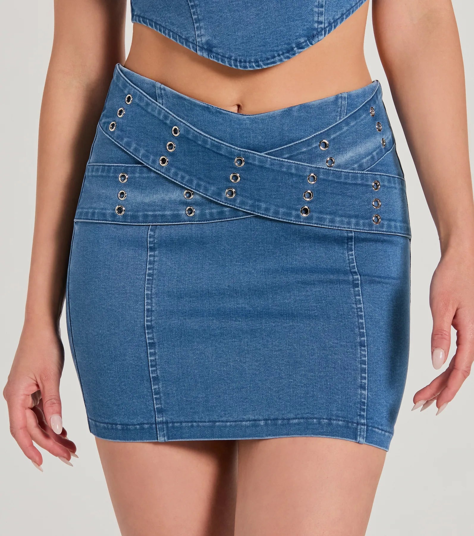 Ultimate Daily Vibe Cross-Belted Denim Mini Skirt