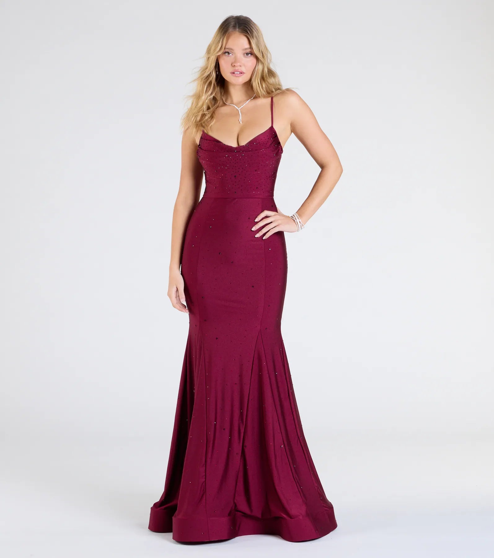 Premium Marva Rhinestone Mermaid Gown - Ultimate Formal Elegance