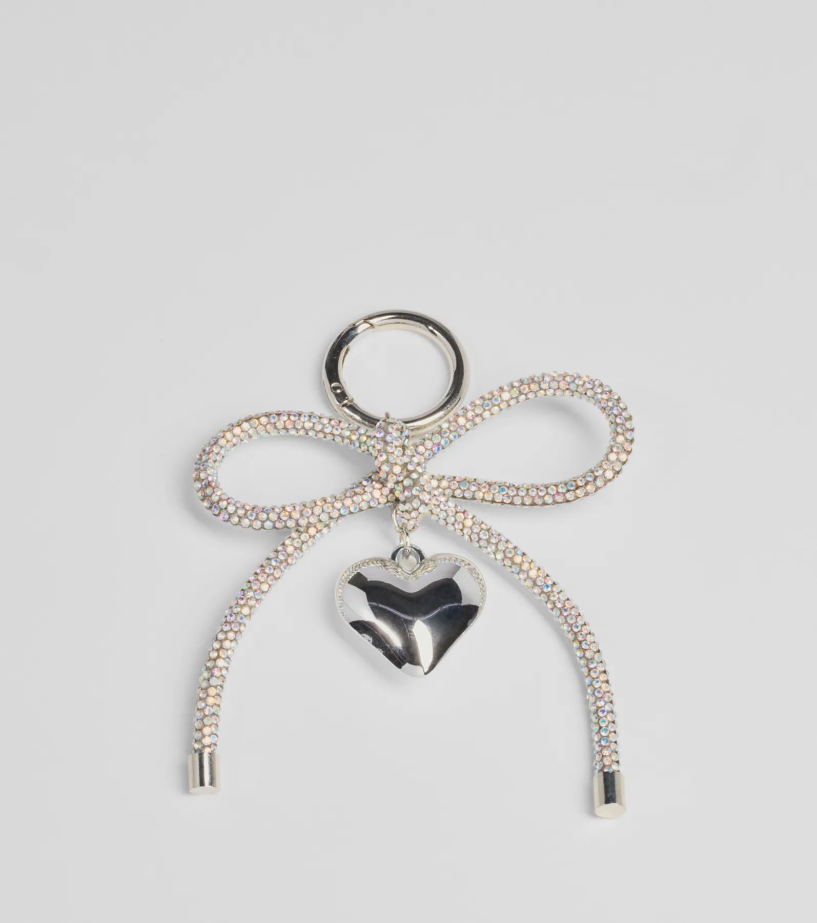 Premium Glam Shine Rhinestone Bow & Heart Bag Charm