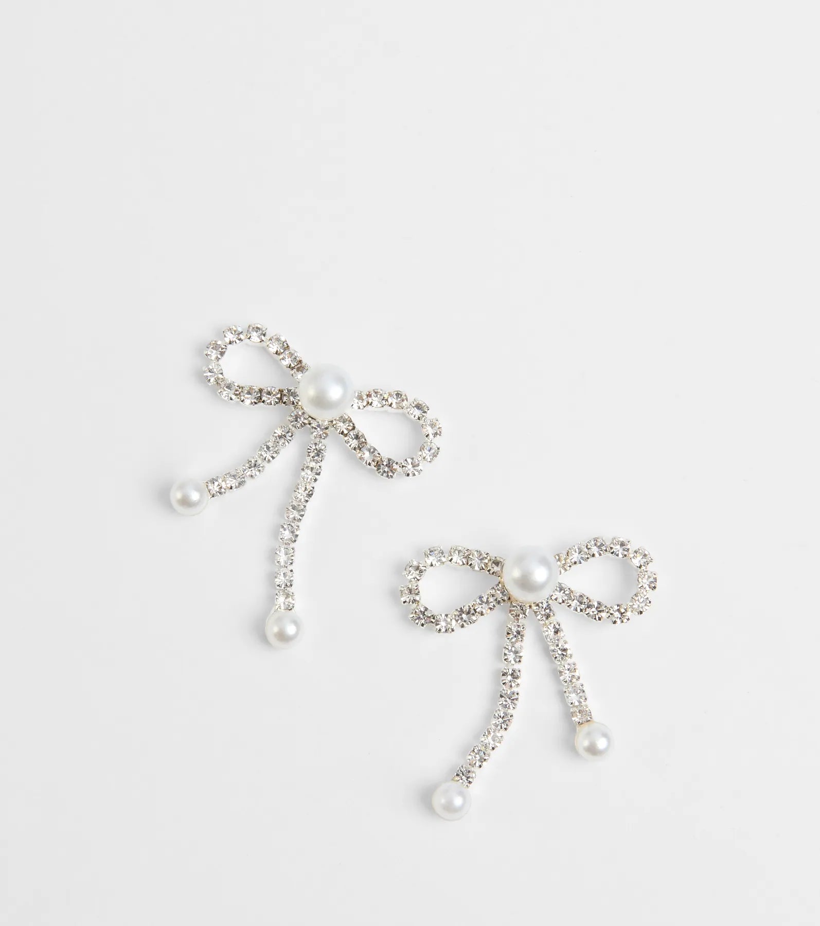 Ultimate Glamour Rhinestone Bow Earrings with Faux Pearls