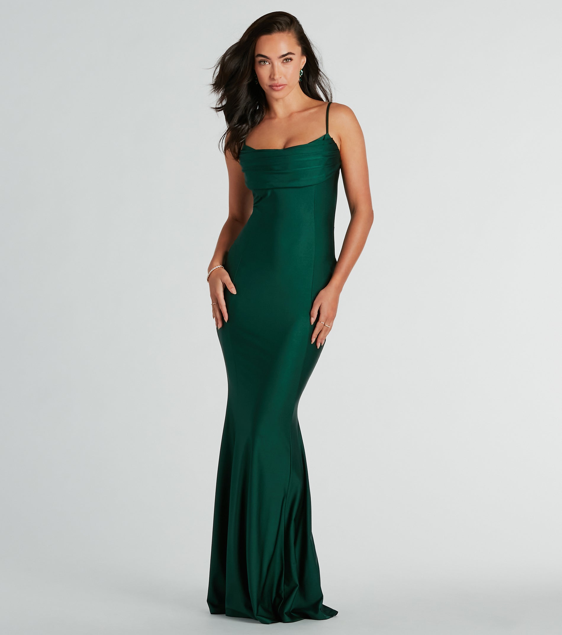 Premium Cassandra Elegant Cowl Neck Mermaid Gown