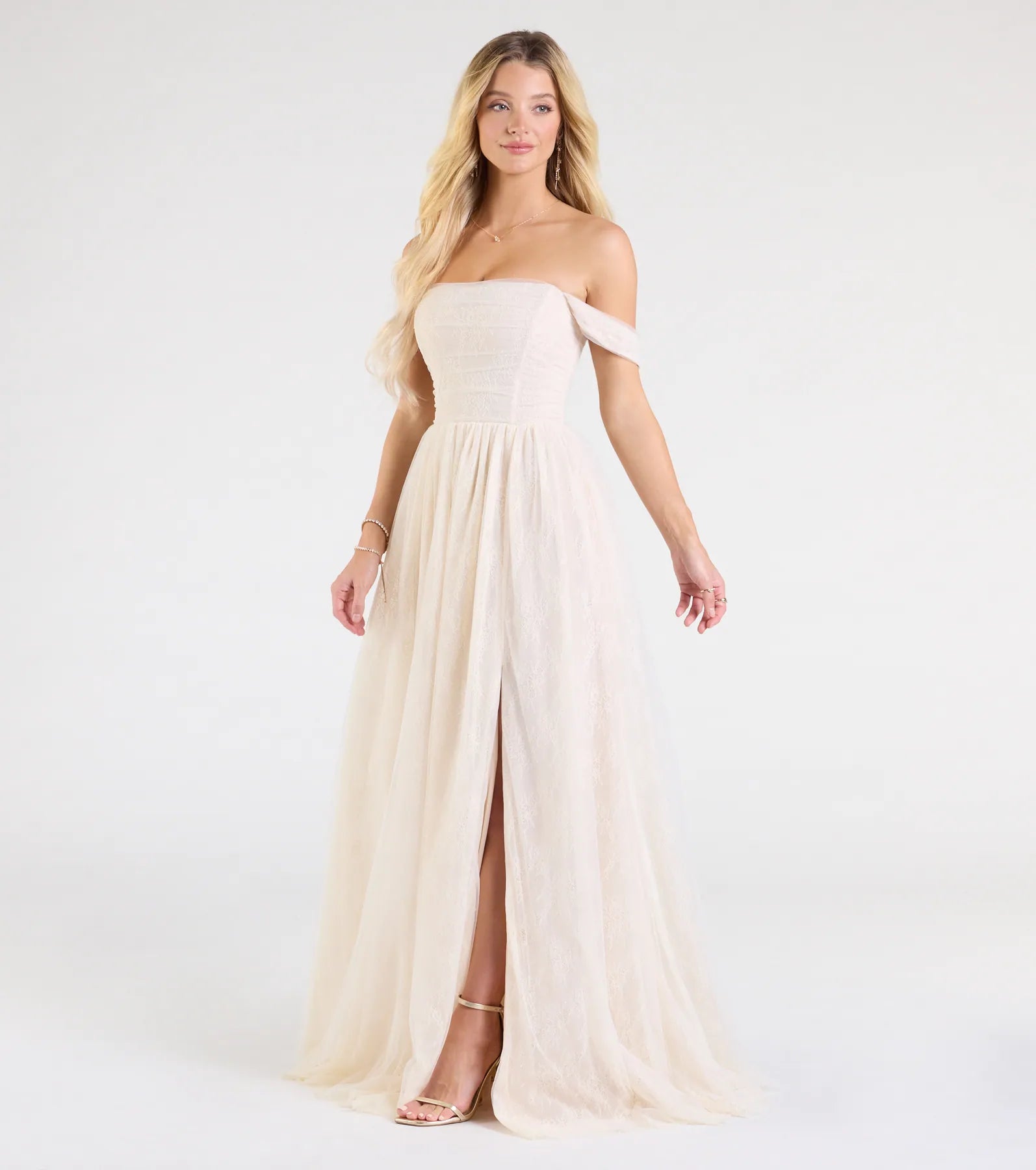 Ultimate Raelynn Off-The-Shoulder Lace Ball Gown - Premium Elegance