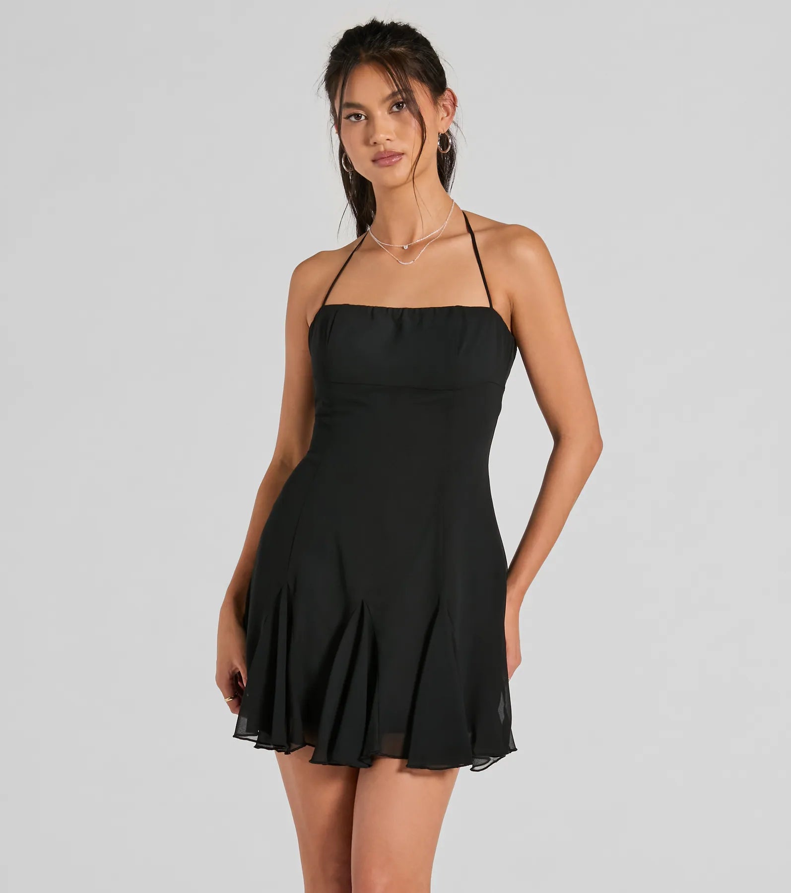 Ultimate Chic Pleated Chiffon A-Line Mini Dress for Date Nights