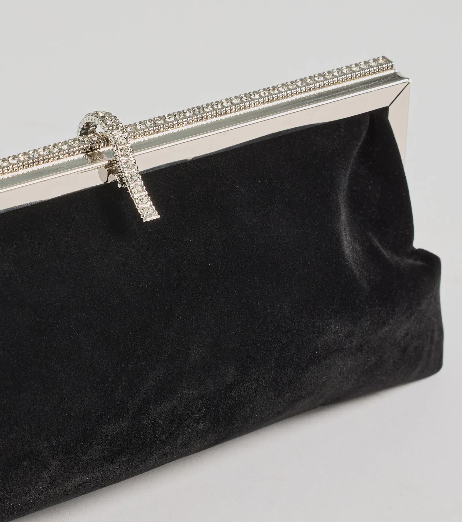 Premium Velvet Clutch Bag with Rhinestone Trim - Ultimate Evening Elegance