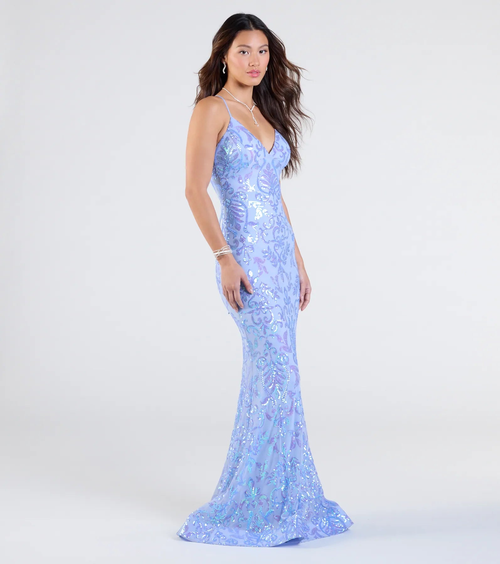 Premium Jessica Lace-Up Mermaid Sequin Formal Dress - Ultimate Elegance