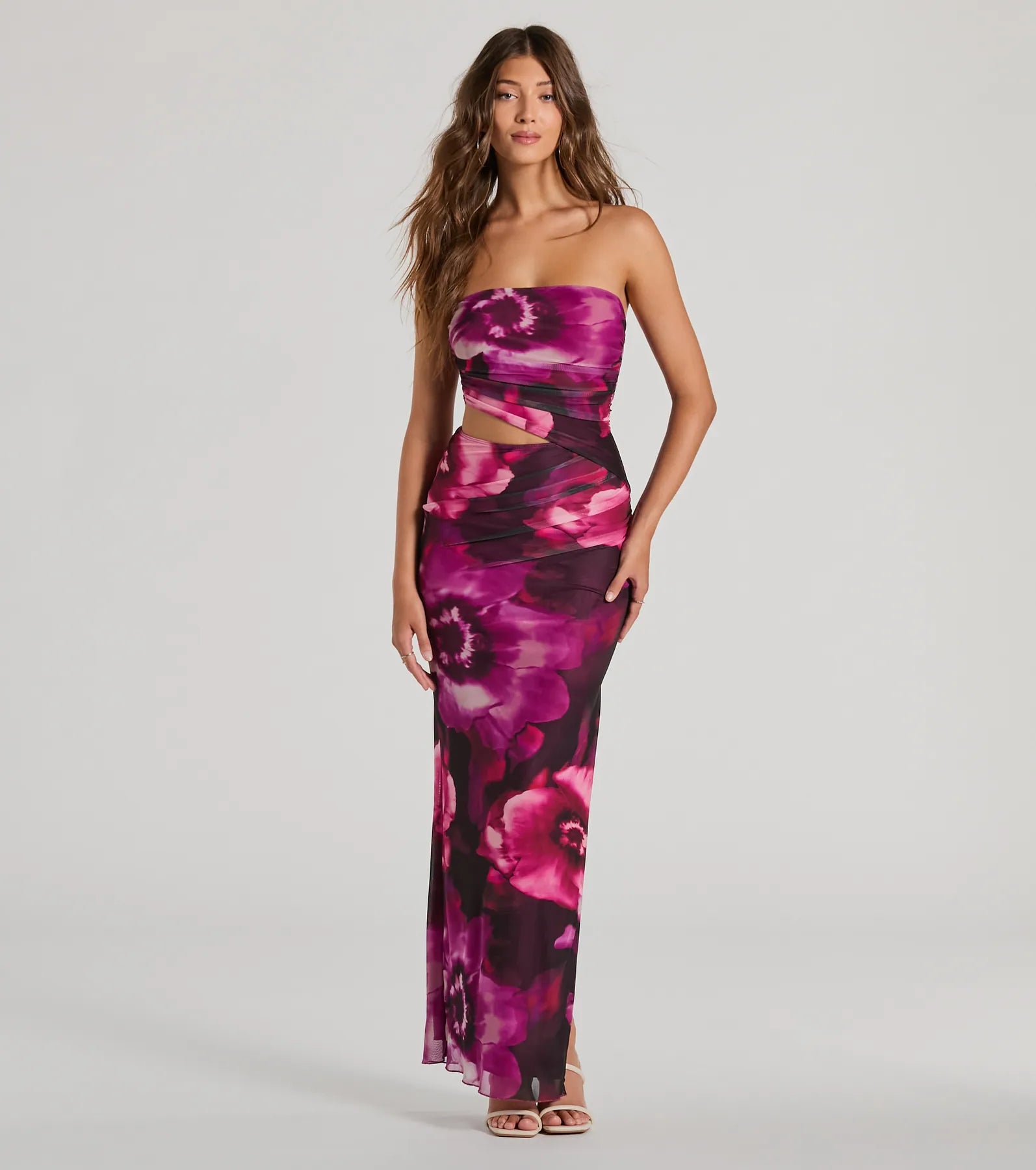 Ultimate Strapless Floral Maxi Dress with Side Cutout