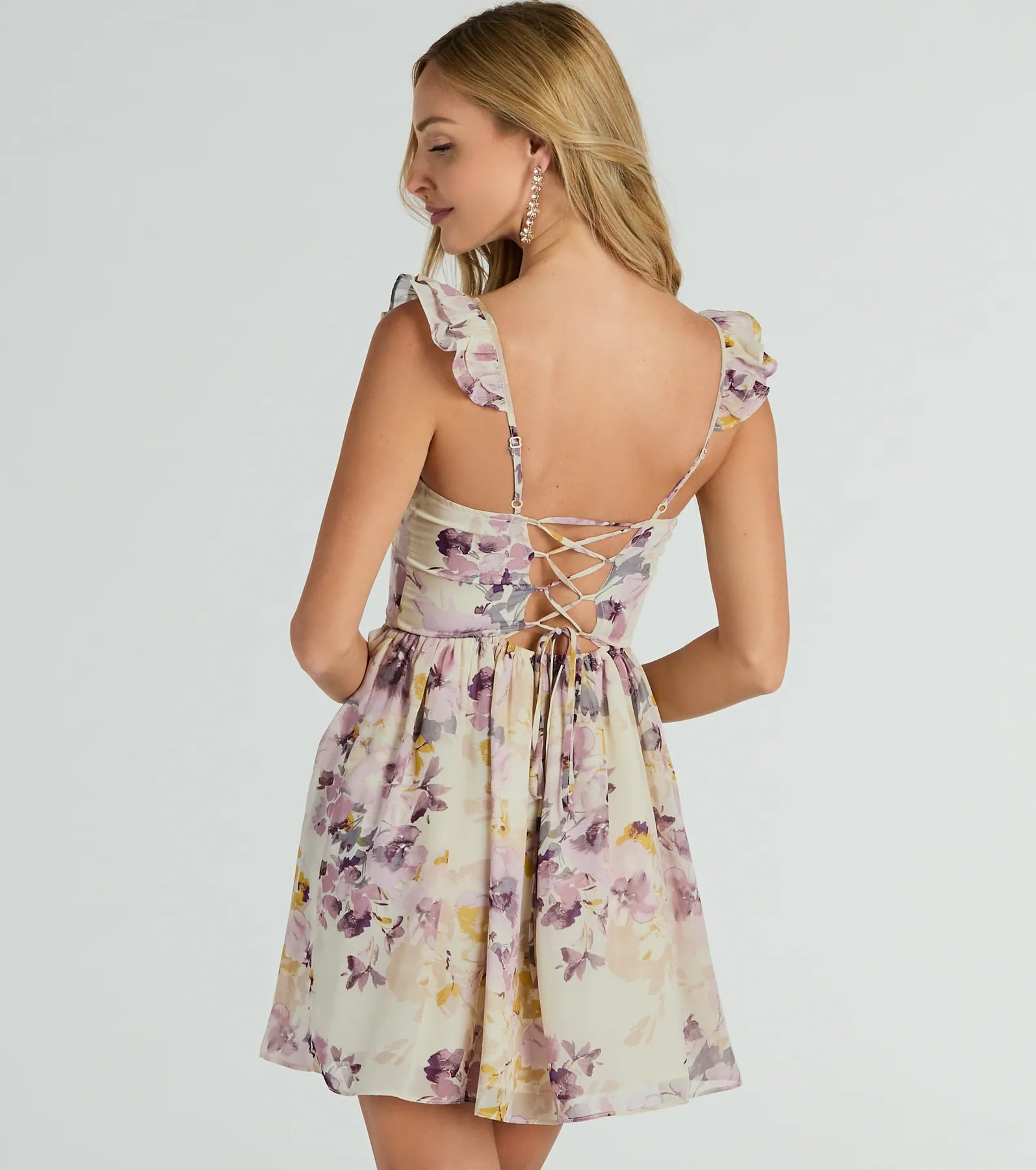 Ultimate Floral Elegance Corset Lace-Up Dress