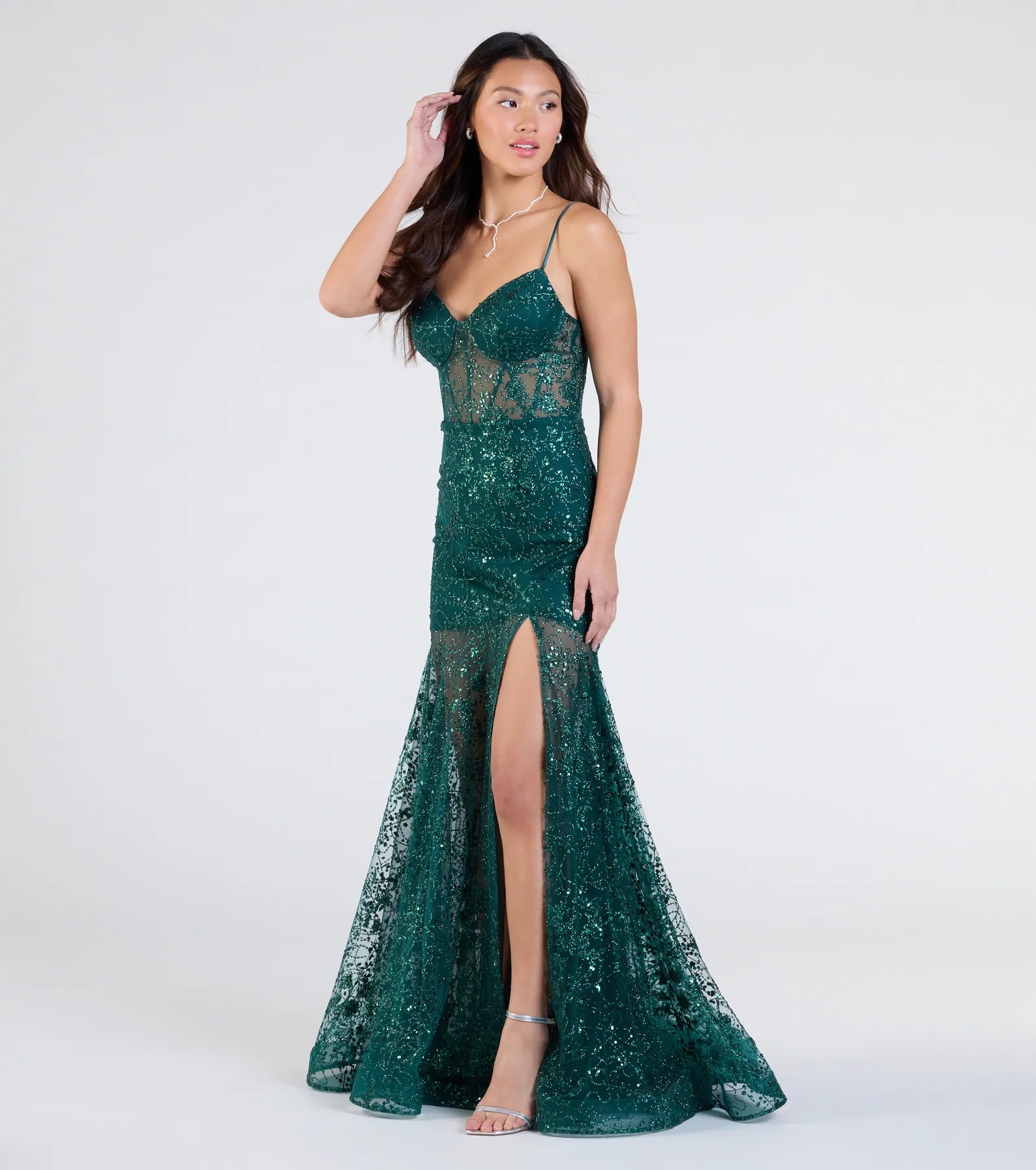 Ultimate Amanza Glitter Corset Mermaid Gown