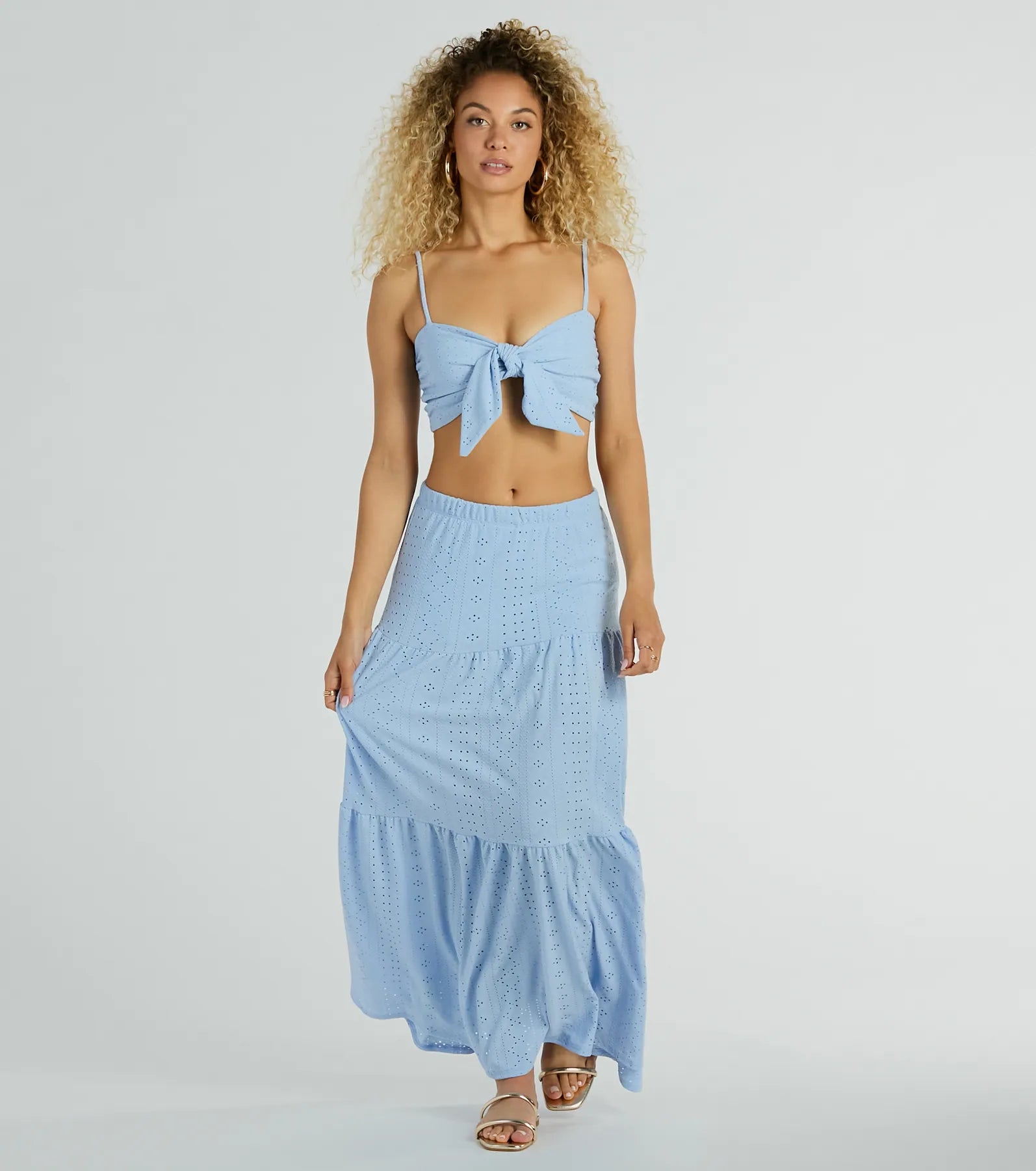 Premium Spring Breeze Ruffled Eyelet Maxi Skirt - Ultimate Summer Style