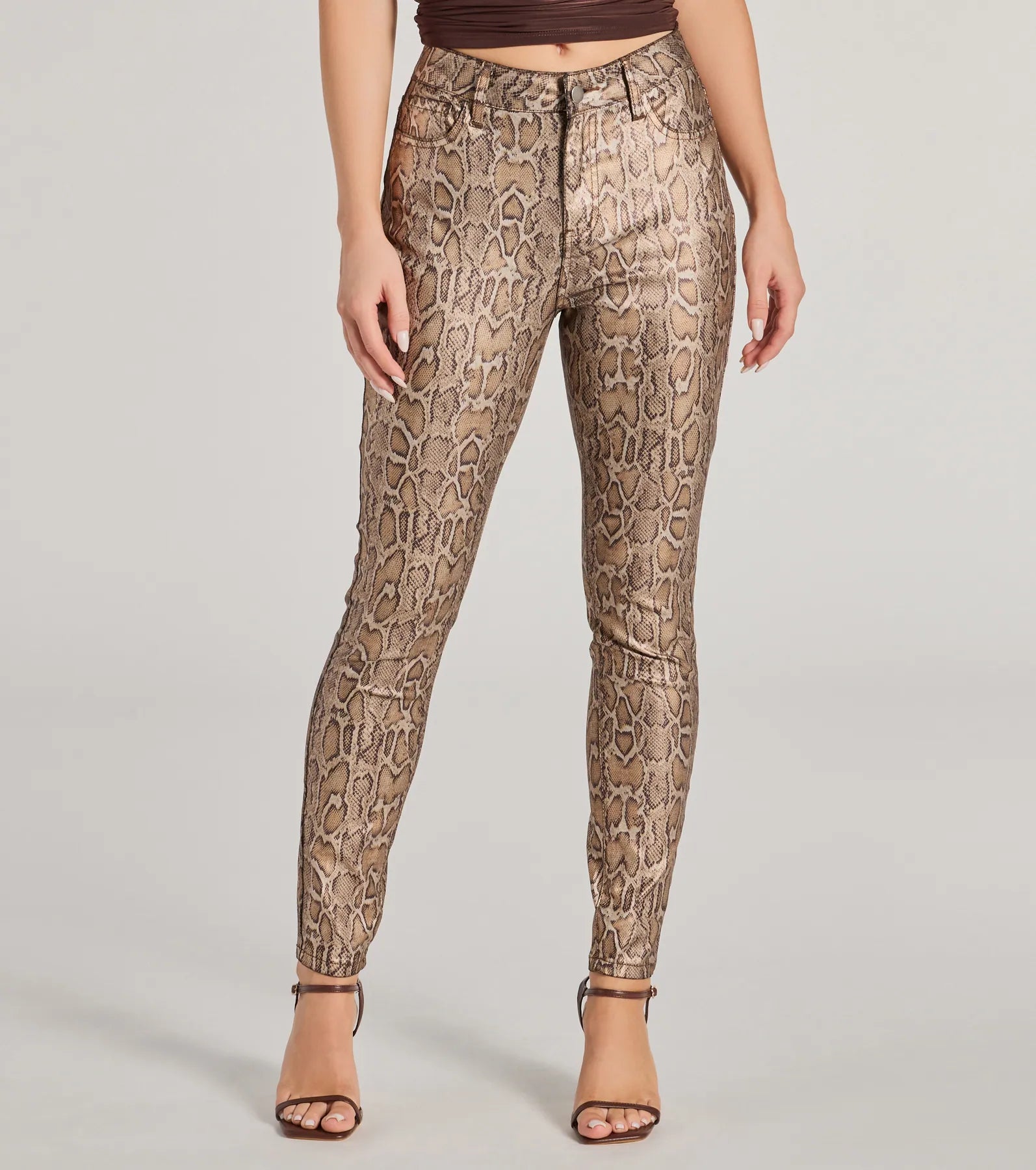 Ultimate Chic Snake Print Faux Leather Skinny Pants