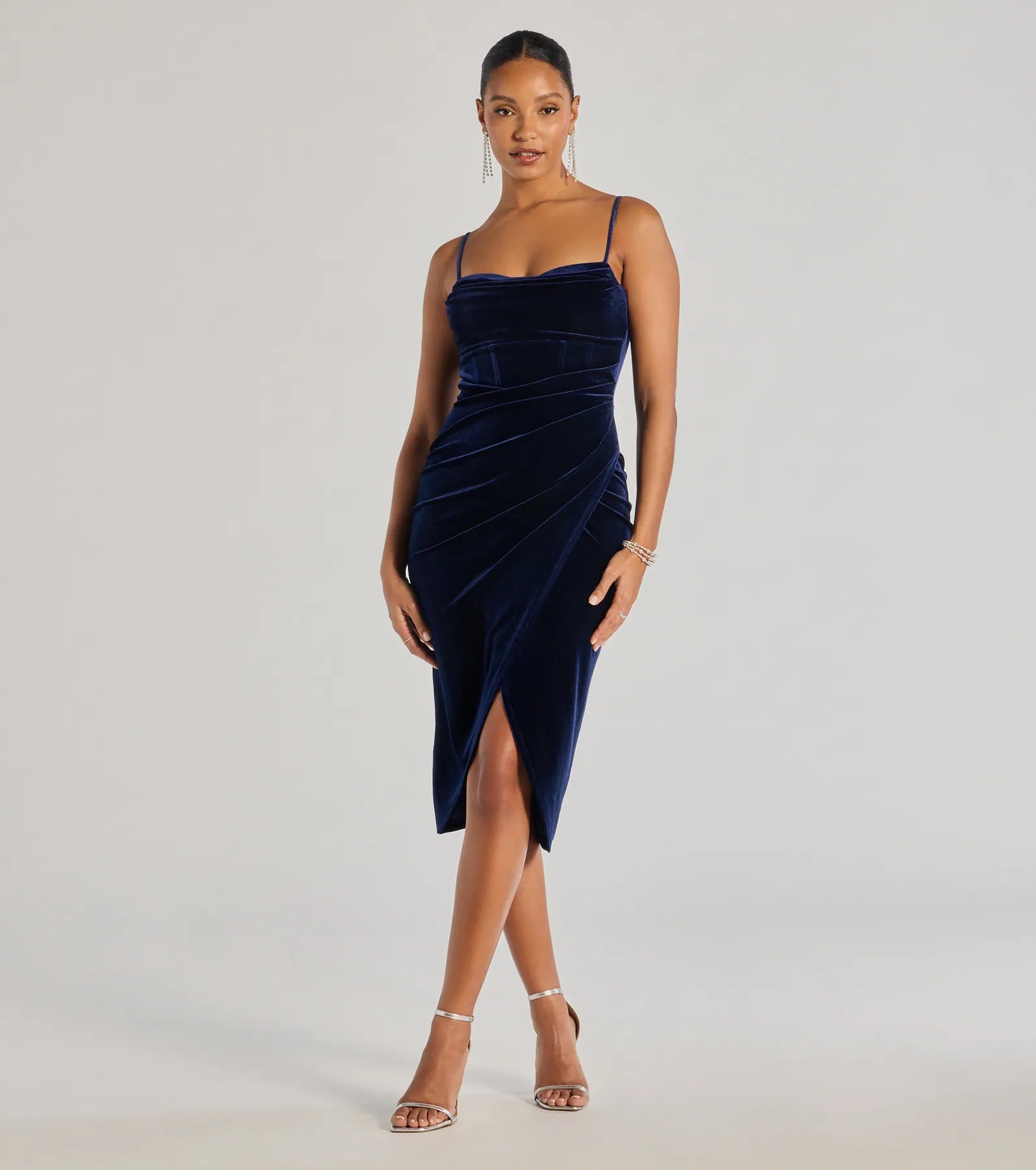 Premium Velvet Corset Midi Dress - Ultimate Elegance