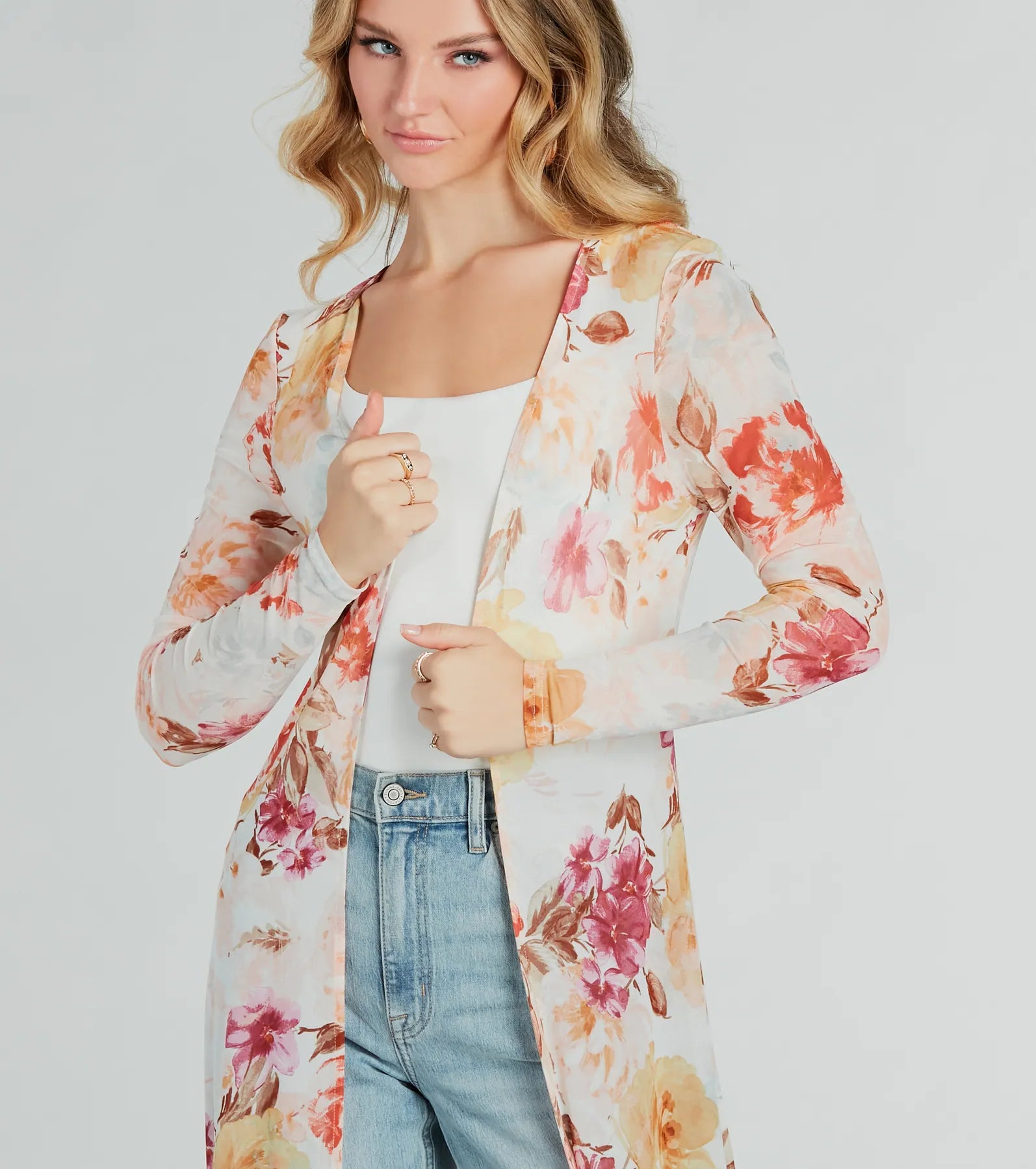 Ultimate Bloom Floral Mesh Duster - Elevate Your Style