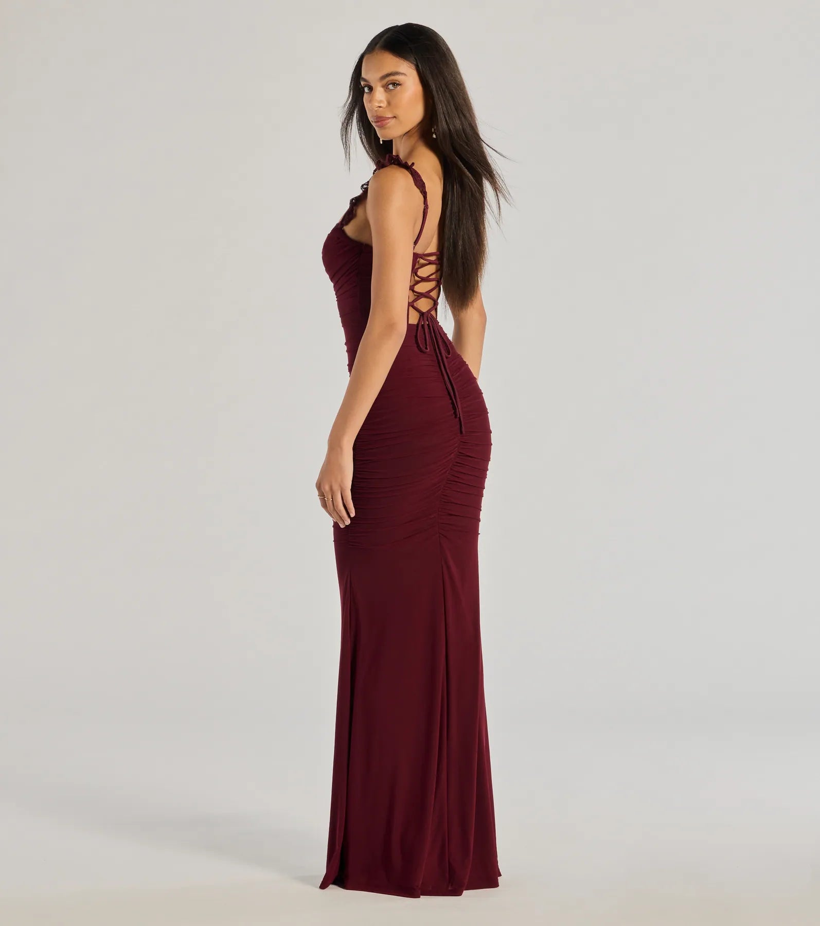 Premium Morgana Lace-Up Ruched Mermaid Dress - Ultimate Formal Elegance