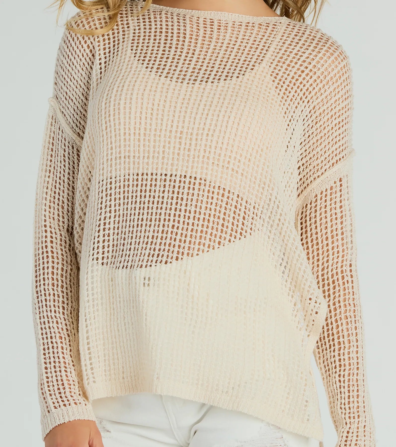 Premium Breezy Sheer Crochet Coverup Top - Effortless Summer Style