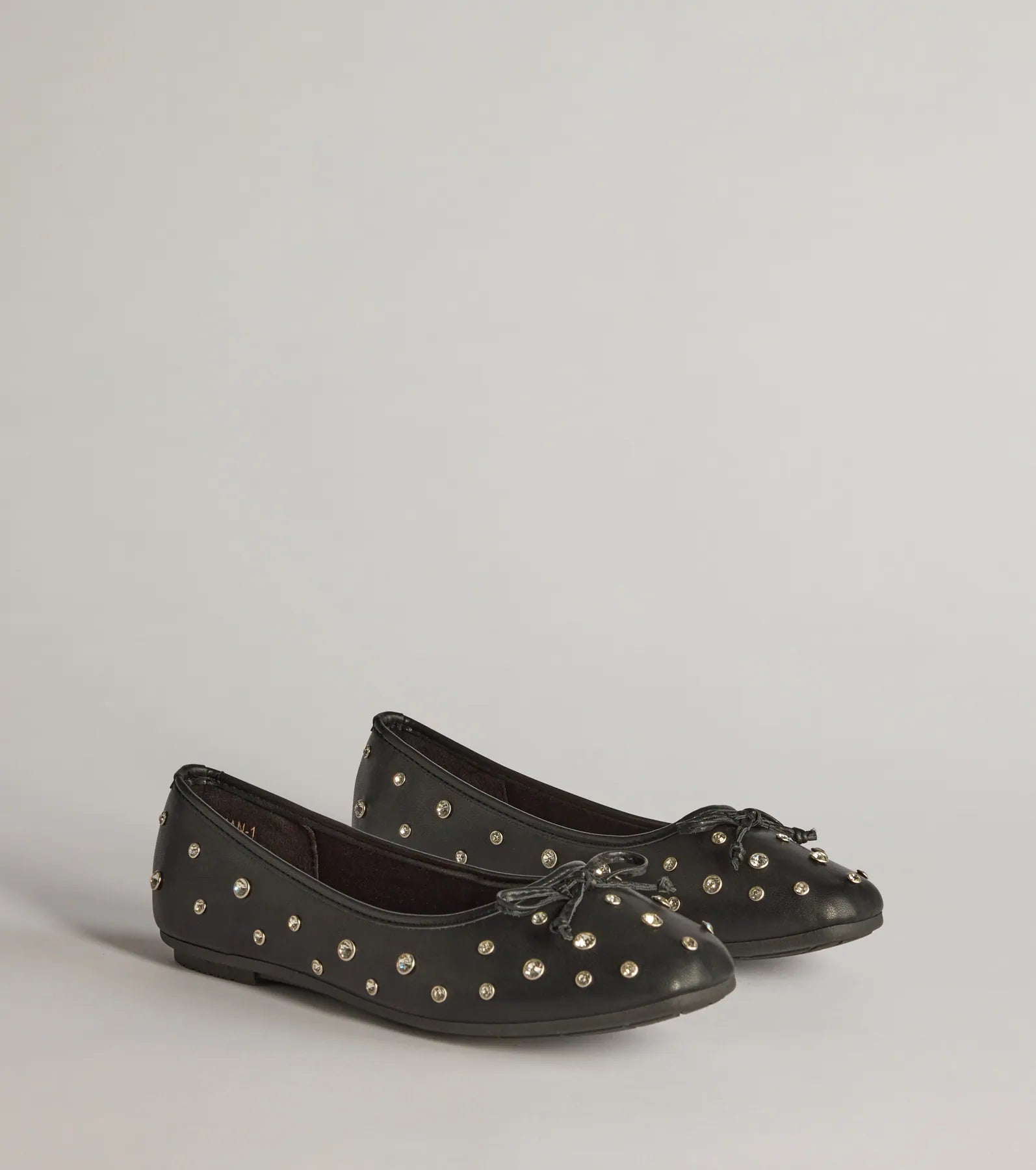 Ultimate Chic Faux Leather Rhinestone Ballet Flats - Step in Style