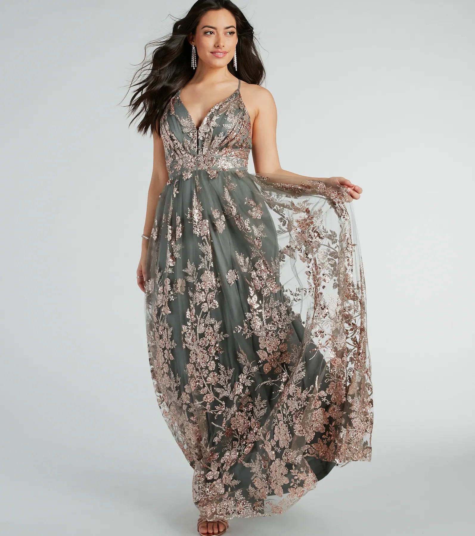 Ultimate Elegance: Ayva A-Line Glitter Sequin Tulle Formal Gown