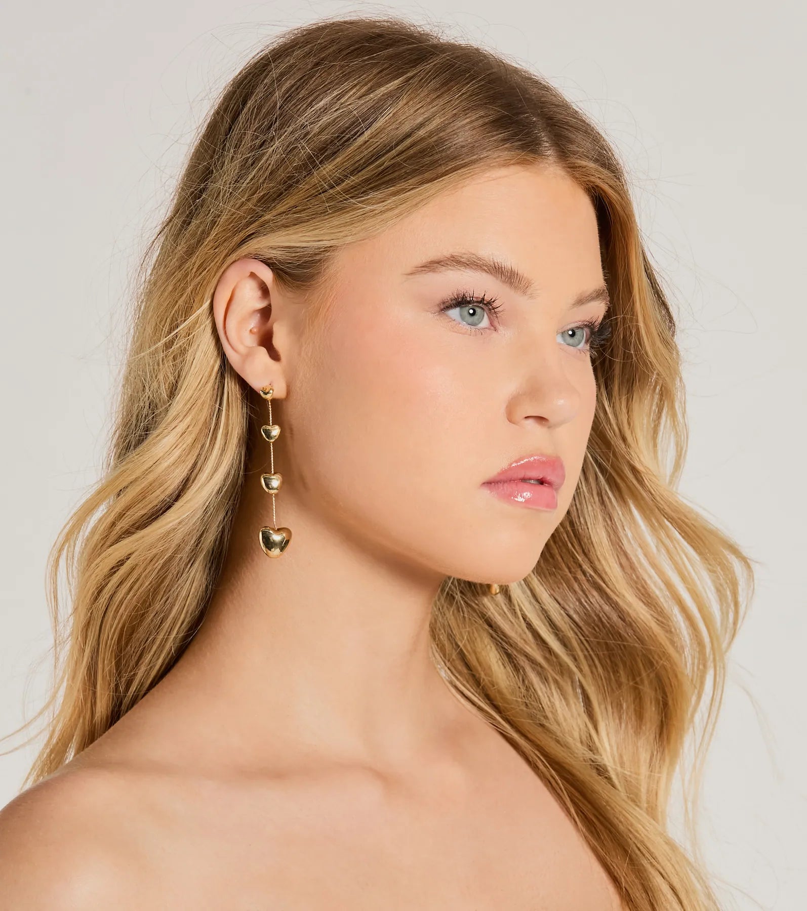 Ultimate Glam Heart Charm Duster Earrings - Premium Elegance