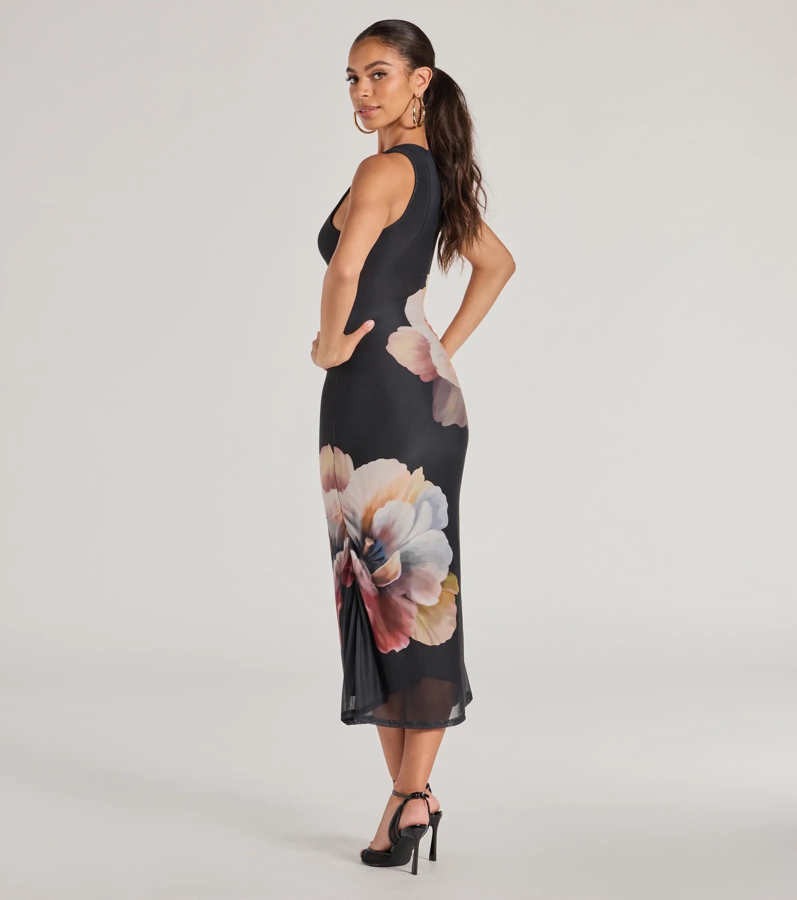 Ultimate Date Night Floral Mesh Midi Dress