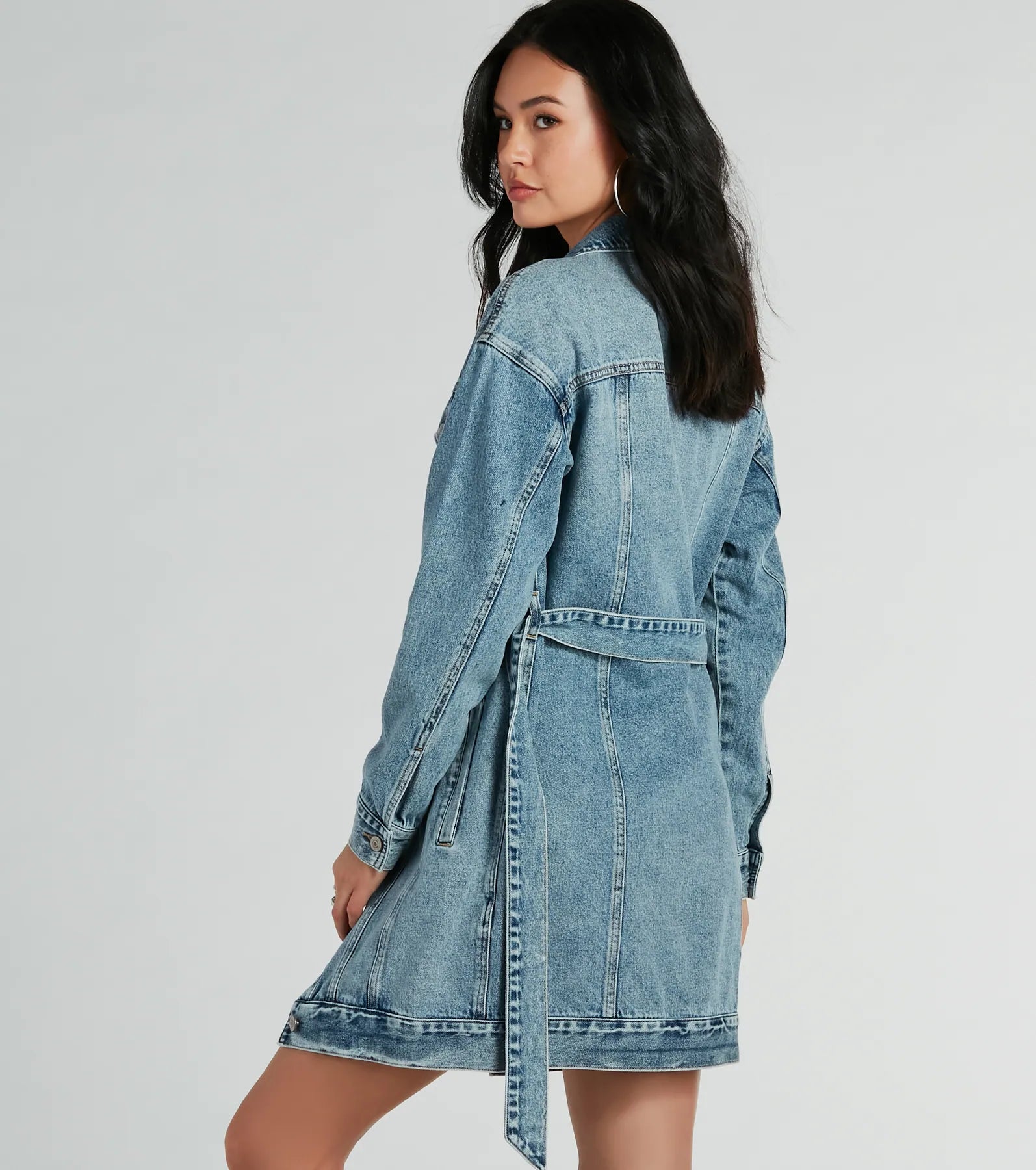 Ultimate Crushin' It Belted Denim Trench Jacket