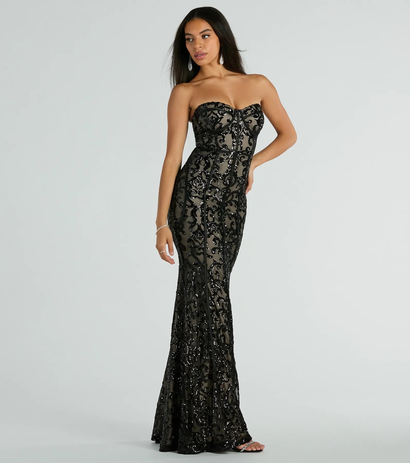 Ultimate Serena Strapless Sequin Corset Gown - Premium Formal Dress